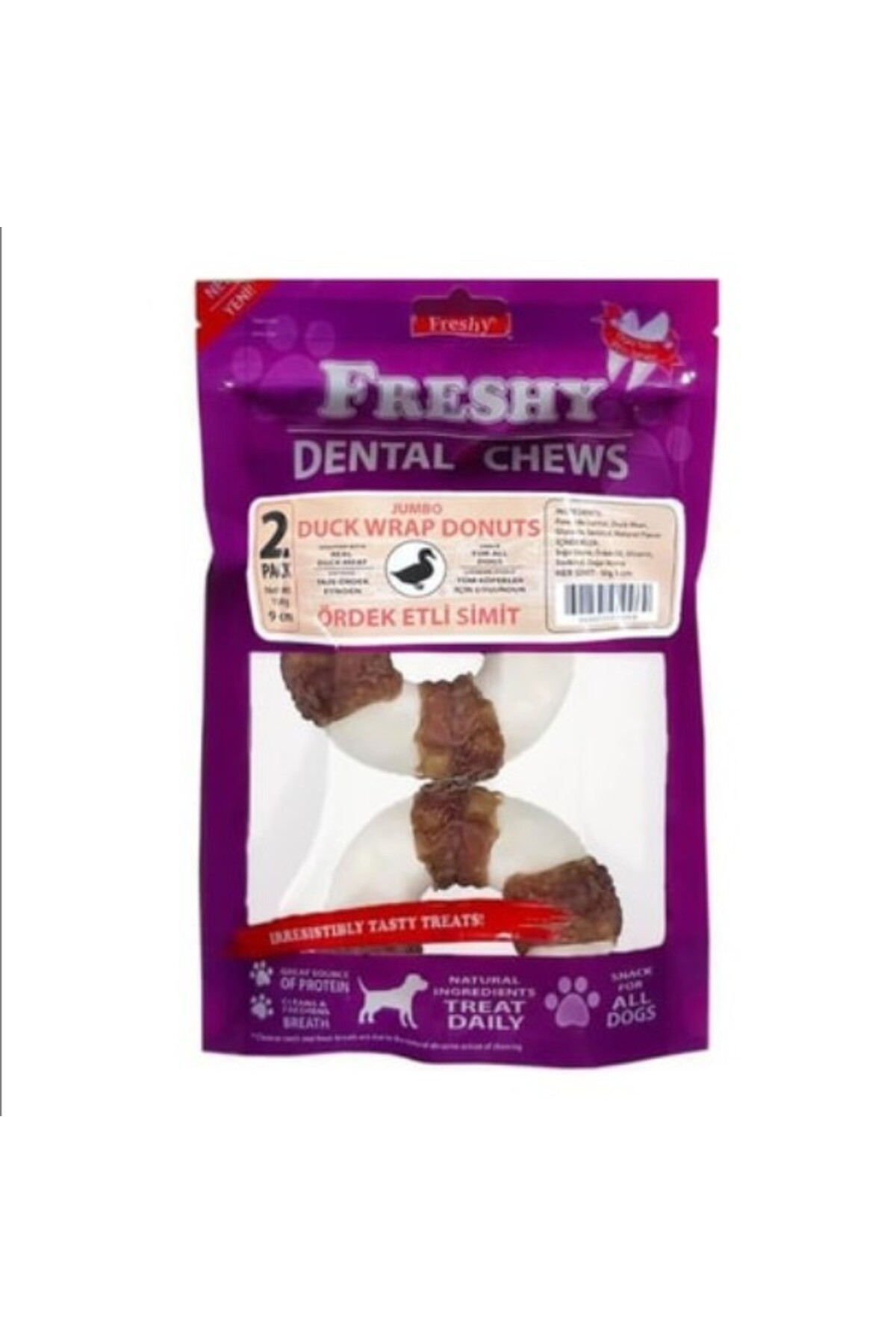 تشویقی سگ فرشی Freshy Duck Wrap Donuts با گوشت اردک و پوست، ۱۰۰ گرم، ۲ عدد