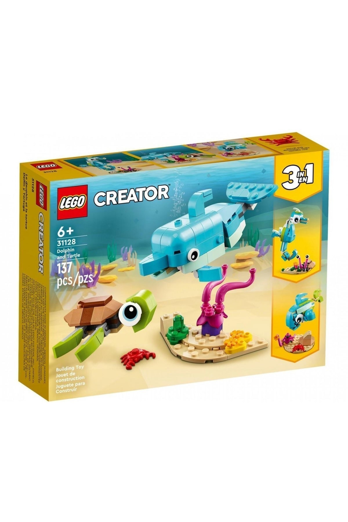 ماشین اسباب بازی 31128 سازنده دلفین و لاک پشت 3 در 1 137 قطعه + 6 سن اورجینال LEGO