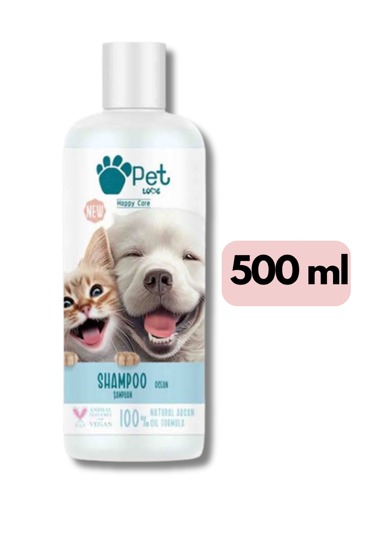 شامپو سگ و گربه پت لاو Pet Love، ۵۰۰ میلی‌لیتر، با روغن آرگان و رایحه نسیم اقیانوس