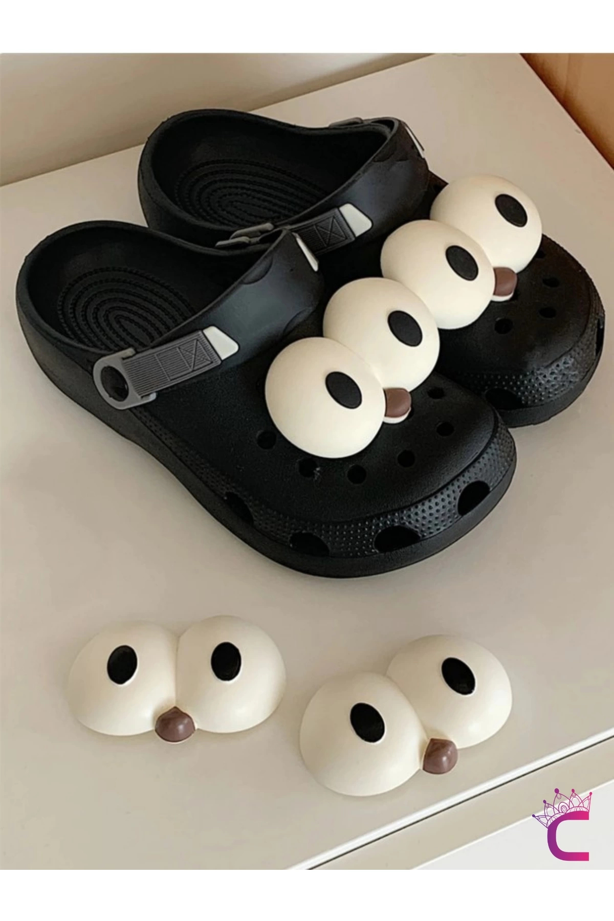 فیگور FUN FUNNY BIG EYE SLIPPER ORNAMENT JIBBITZ تزئینات دمپایی صلیبی BUCKLE CROCKS PIN CHARM JIBBITS از ترکیه Cinderella