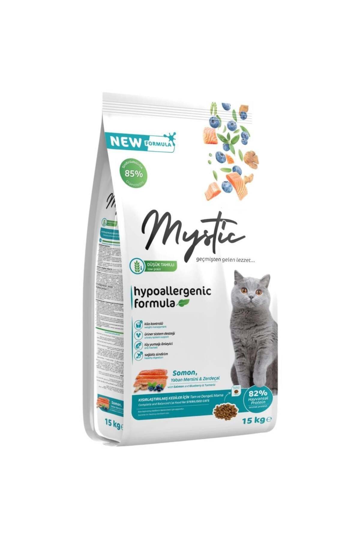 غذای خشک گربه عقیم‌شده میستیک Mystic با طعم سالمون، ۱۵ کیلوگرم
