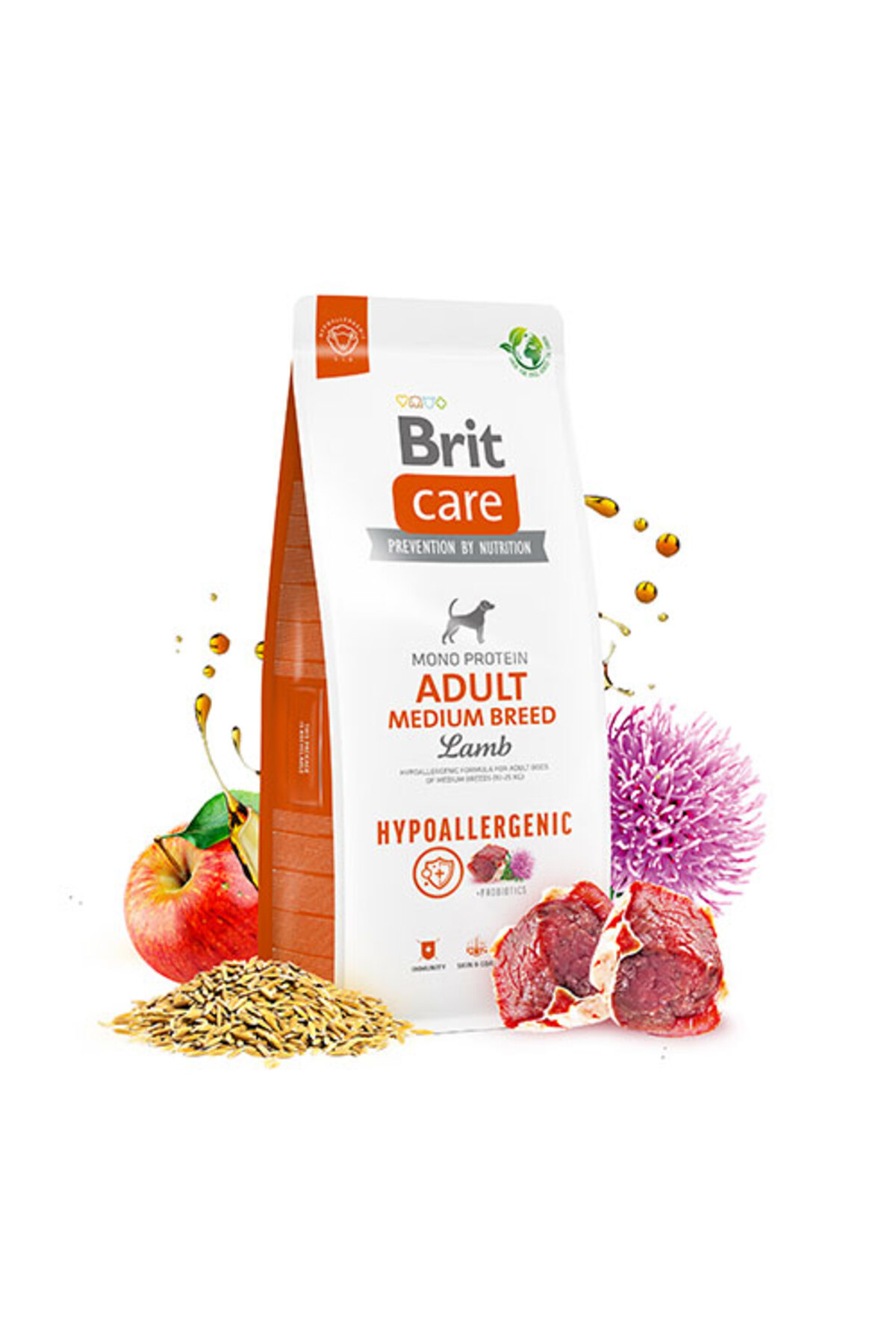غذای خشک سگ بالغ نژاد متوسط، طعم بره، هایپوآلرژنیک، ۳ کیلوگرم، بریت کر Brit Care