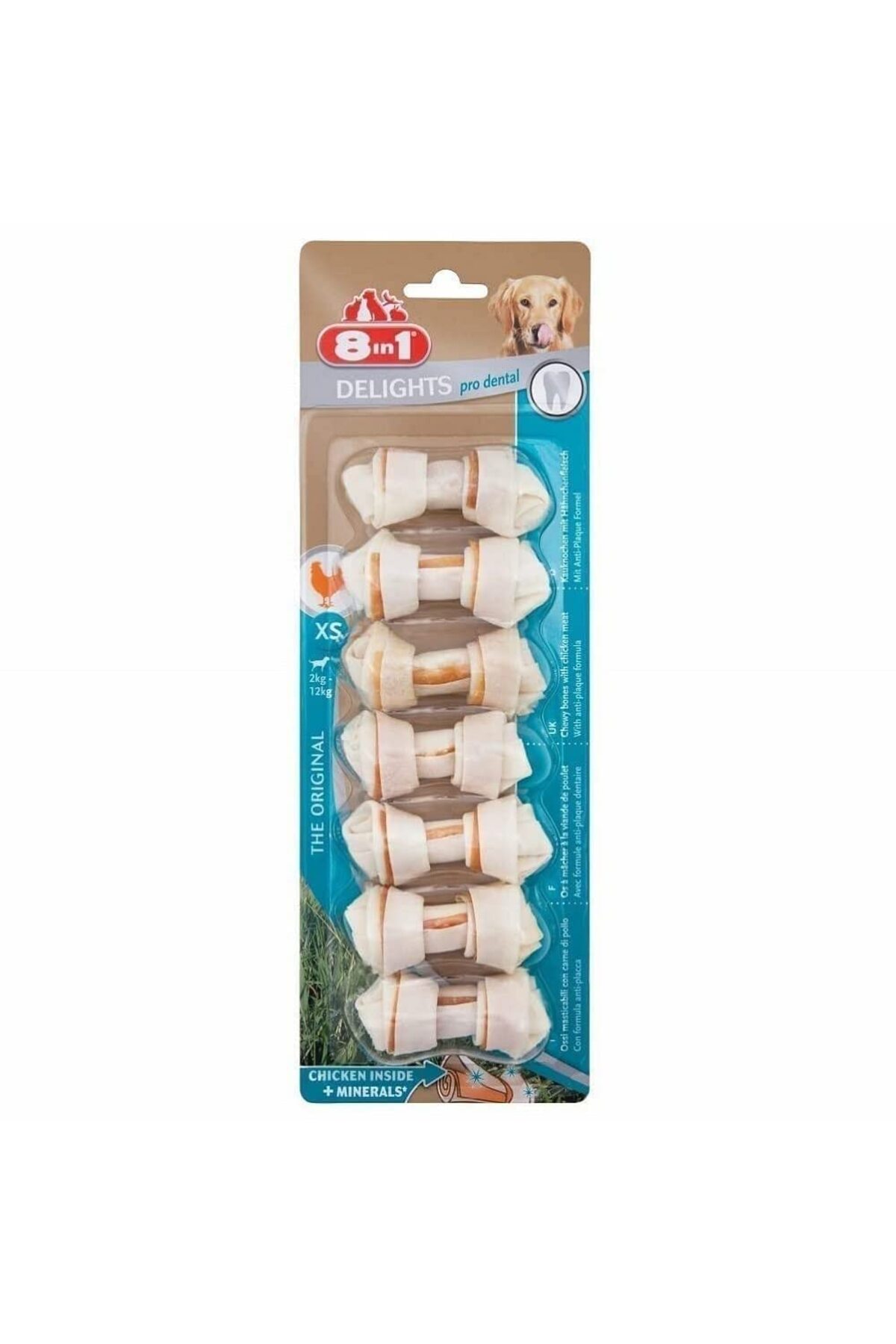 تشویقی سگ ایت‌این‌وان 8in1 مدل Delights Pro Dental، استخوان XS، بسته ۷ عددی، ۸۴ گرم