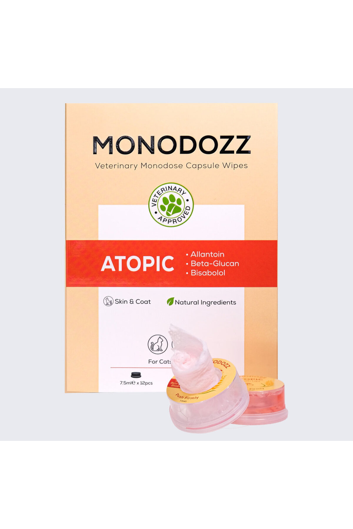 دستمال کپسولی درموکازمتیک گربه و سگ مونودوز MONODOZZ ATOPIC Push Up مدل 004