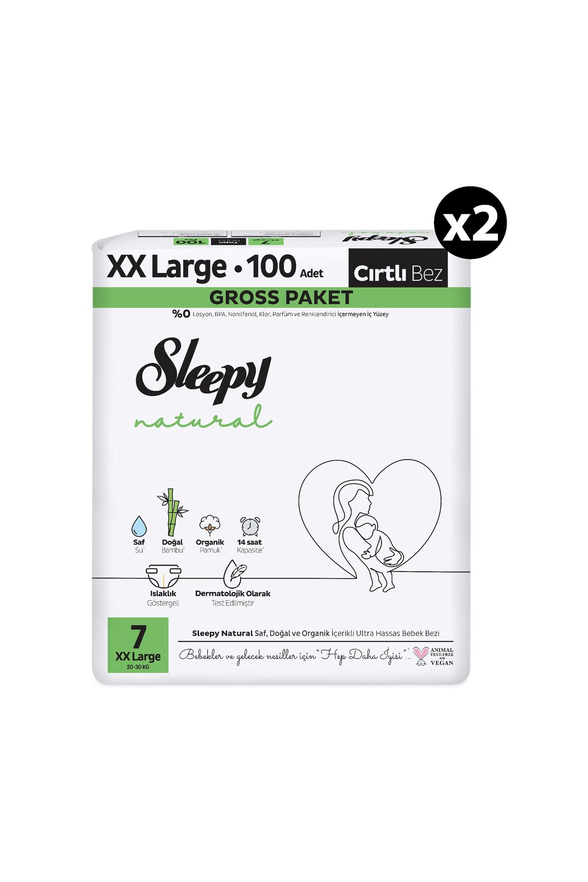 پوشک بچه پکیج طبیعی گروس سایز 7 XXLARGE 200 عدد اورجینال Sleepy