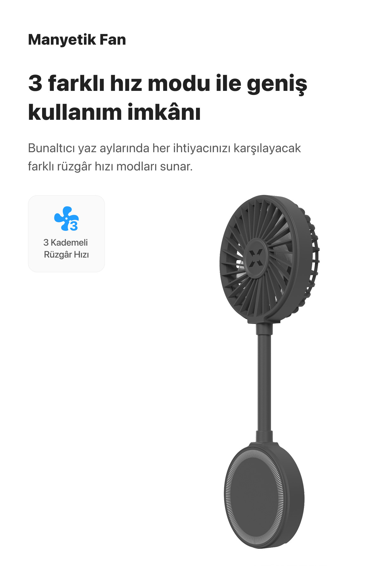 فن دستی مغناطیسی شارژی زنون اسمارت Xenon Smart X6104، سه‌حالته با سرعت ۵۸۰۰ دور در دقیقه، طوسی مناسب خانم‌ها و آقایان