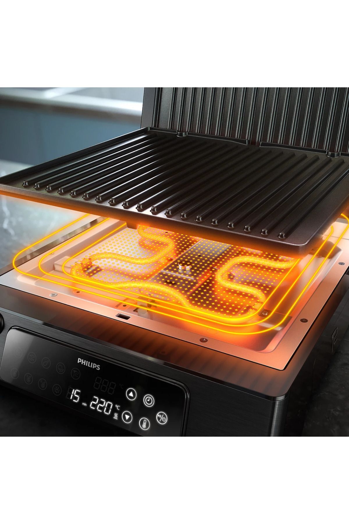 دستگاه ساندویچ و تست 2200 W 8 برنامه های اتوماتیک دماسنج غذا مخزن روغن تایمر اورجینال Philips