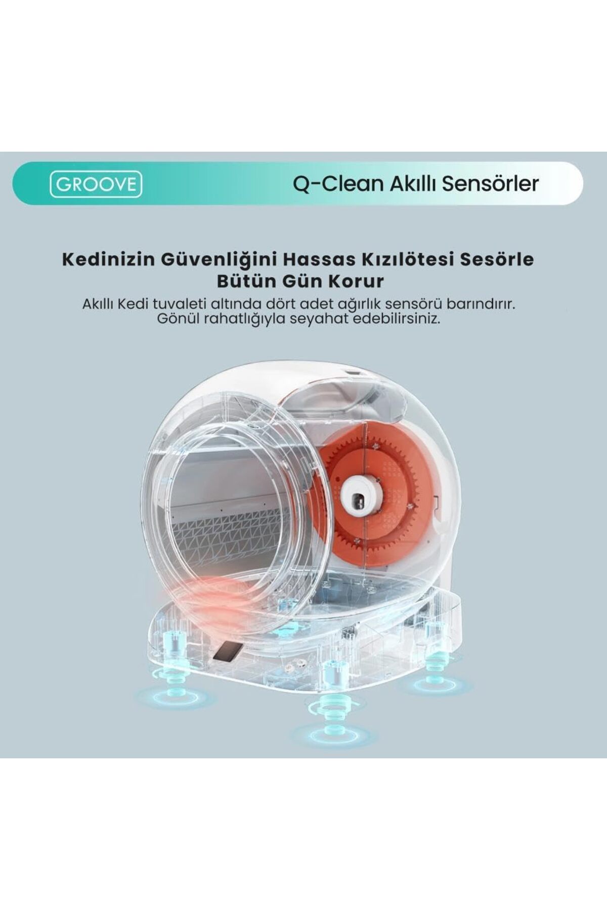 توالت هوشمند و خودکار گربه Q-Clean WiFi، خاکستری، نسخه جدید