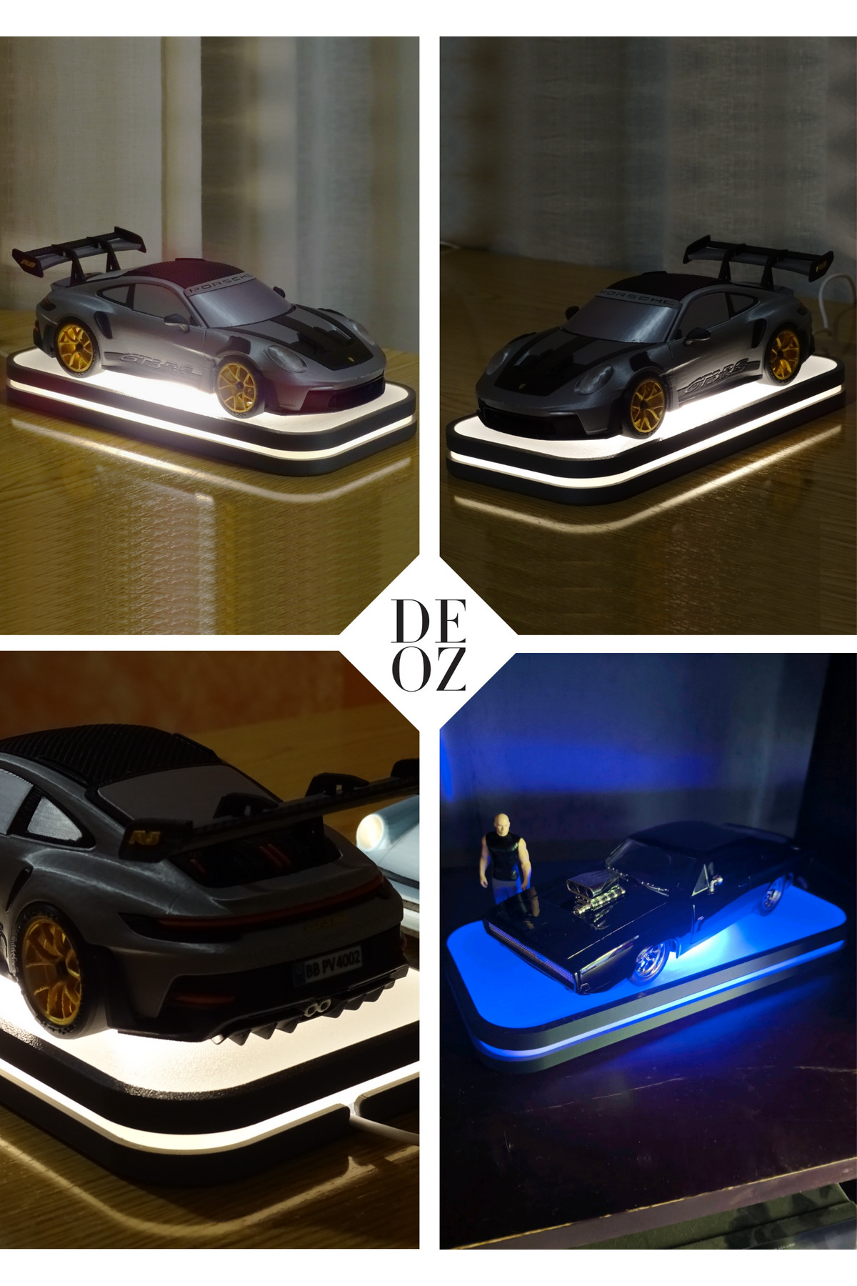 مدل خودرو استند نمایشگاهی طبقه گاراژ با نورپردازی LED RGB – مینی برای خودروهای دیکست و اورجینال DEOZ3D