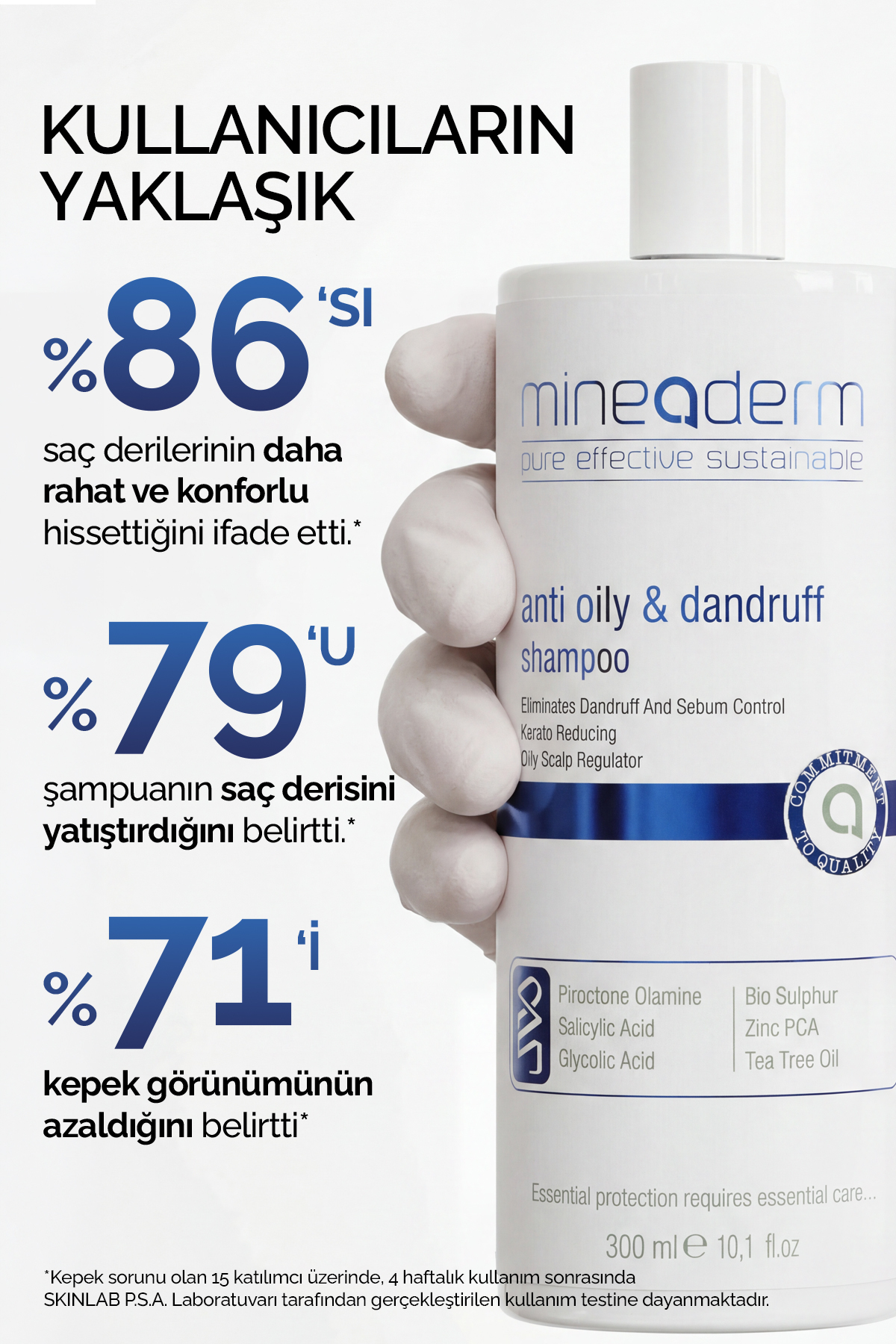 شامپوی ضد شوره مخصوص موهای چرب با حجم 300 میلی لیتر mineaderm