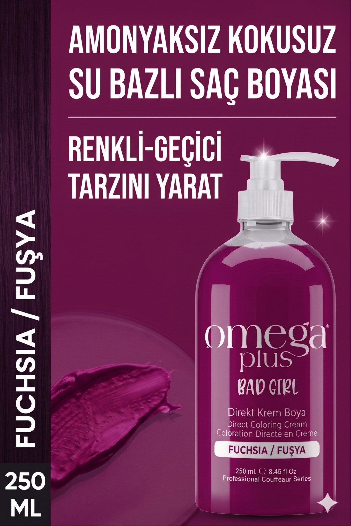 رنگ موی موقت بدون آمونیاک اوmega Plus مدل Bad Girl حجم 250 میلی لیتر رنگ صورتی Omega Plus