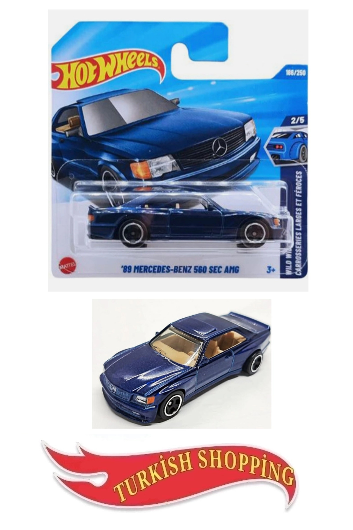 ماشین اسباب بازی 1:64 SCALE 2025 CASE 89 MERCEDES BENZ 560 SEC AMG از ترکیه HOT WHEELS