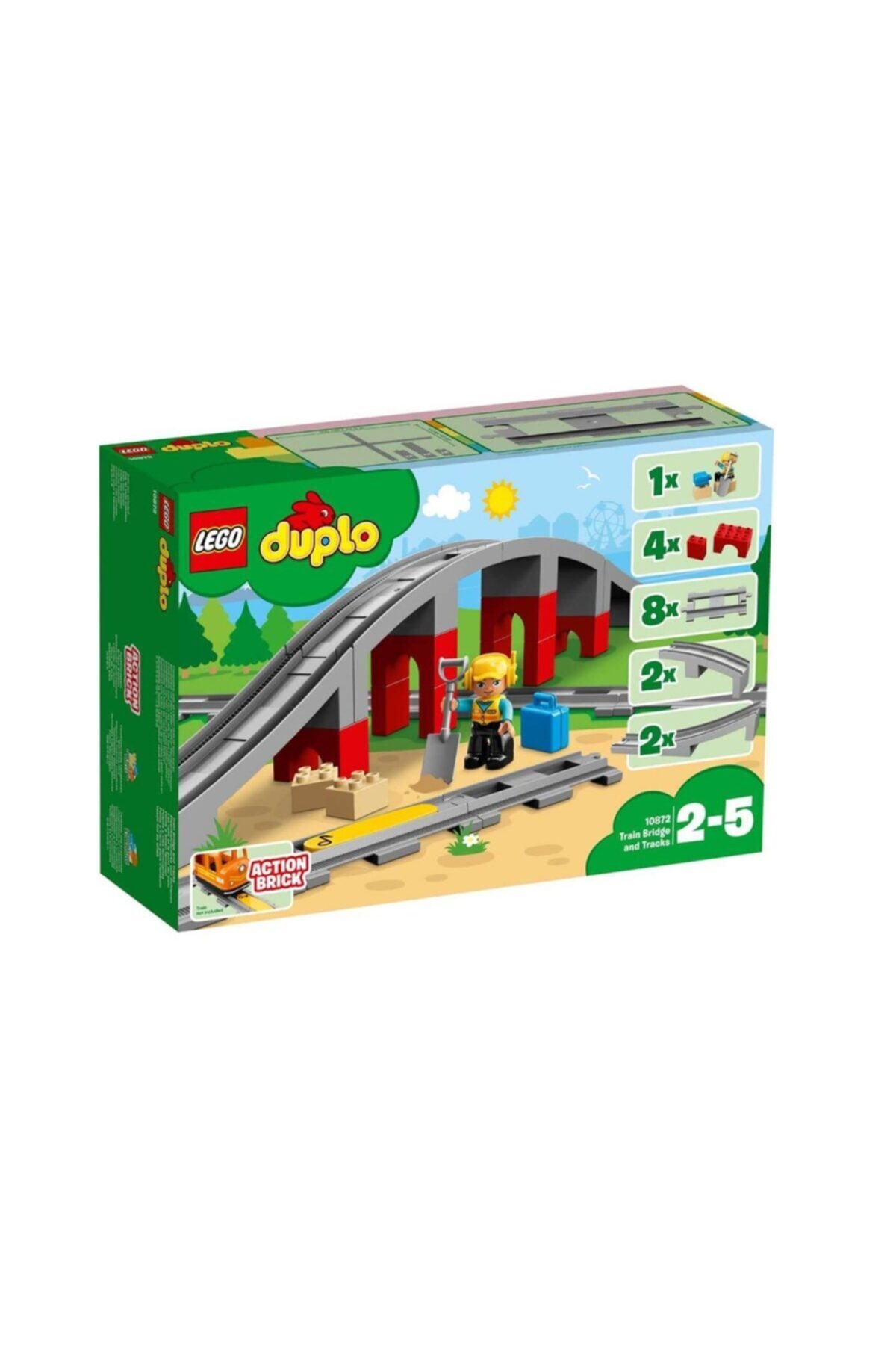 لگو و اسباب بازی های ساخت محور DUP TRAIN BRIDGE AND RAILS 26 PCS 10872 اورجینال LEGO
