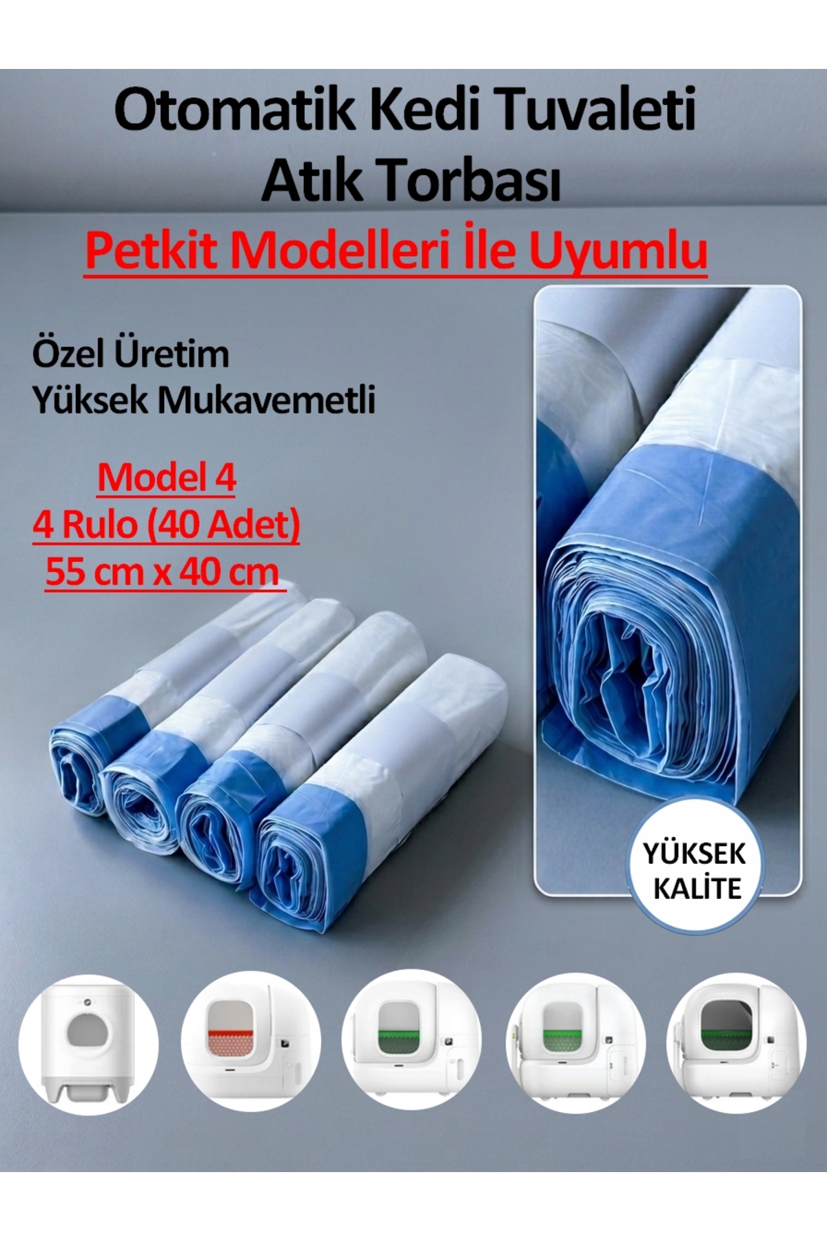 کیسه زباله توالت هوشمند گربه اینترنال Internal، سازگار با Petkit، ۴ رول (۴۰ عدد)