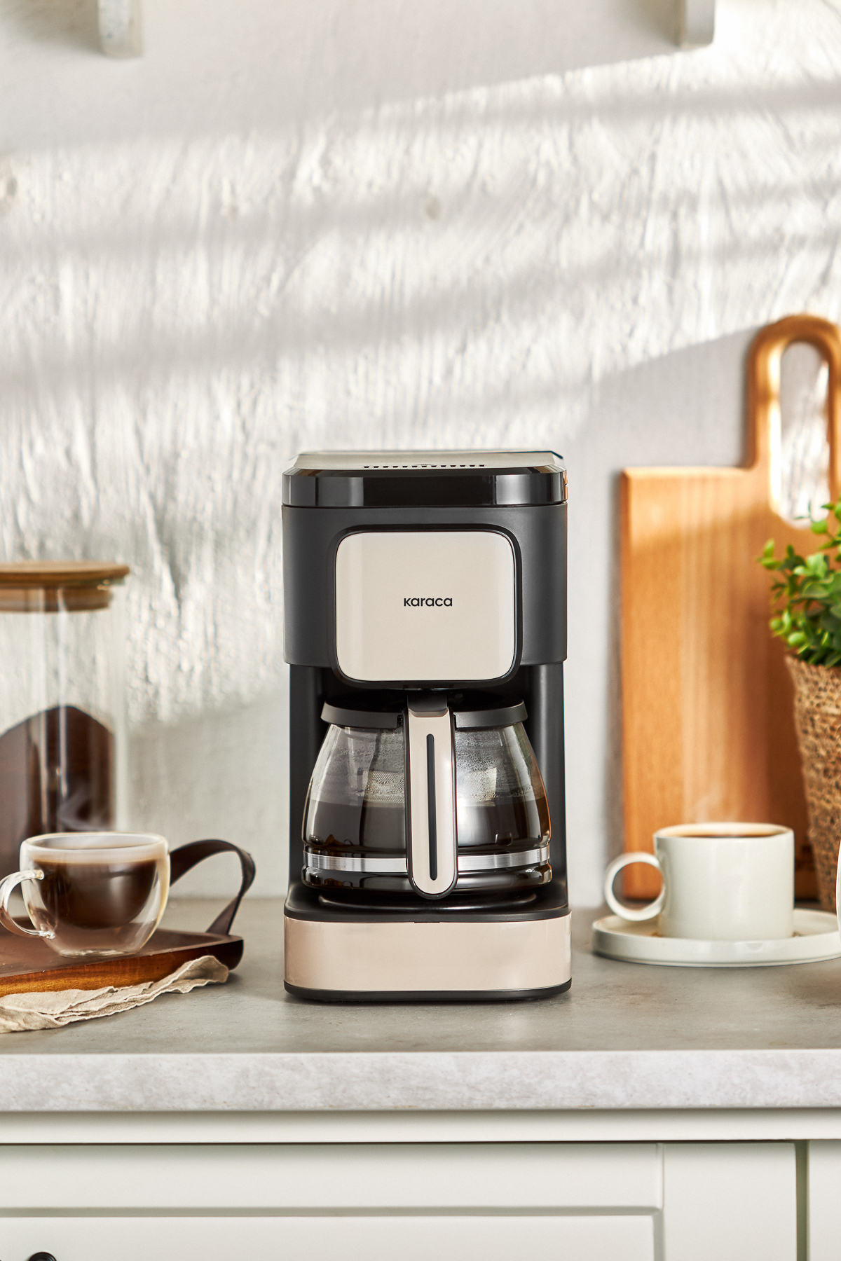 قهوه ساز فیلتری دستگاه دم کردن و چای JUST COFFEE AROMA 2 IN 1 FILTER BEIGE اورجینال Karaca