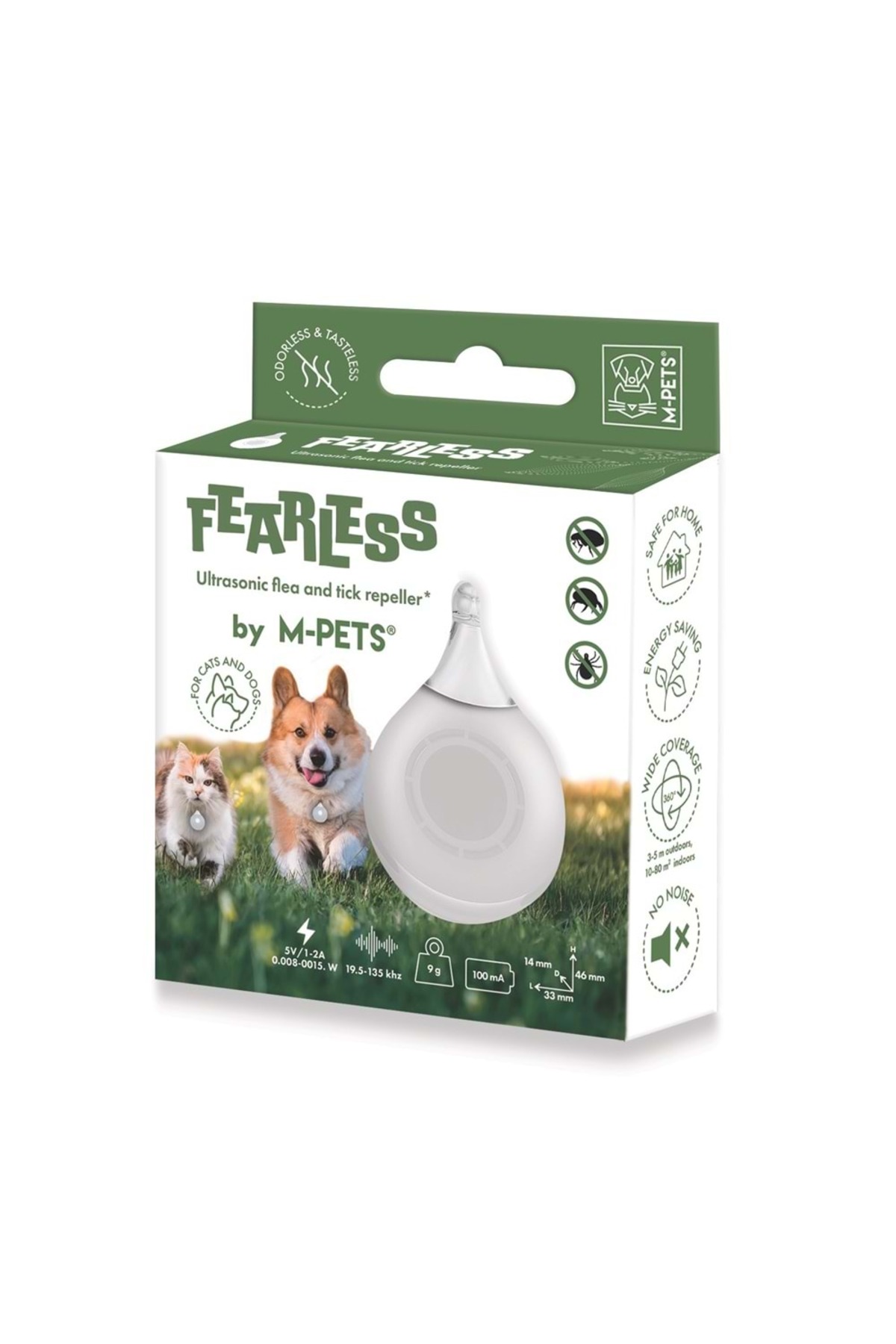 دستگاه دفع‌کننده اولتراسونیک کک و کنه سگ Fearless ام‌پتس M-PETS، سفید، مدل 60102699