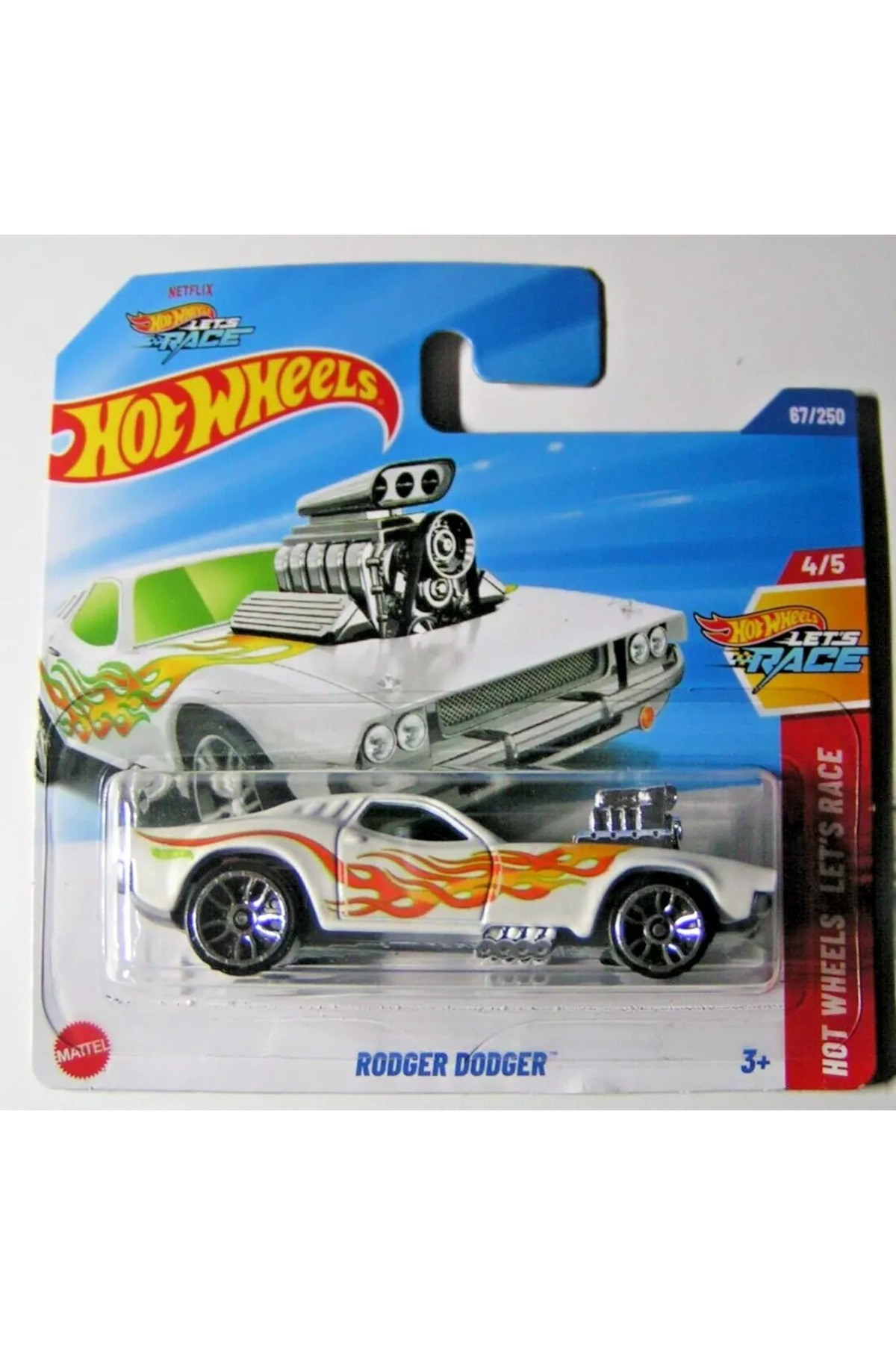 ماشین اسباب بازی 2025 خواننده RODGER DODGER WHITE 4 5 هات ویلز اورجینال HOT WHEELS