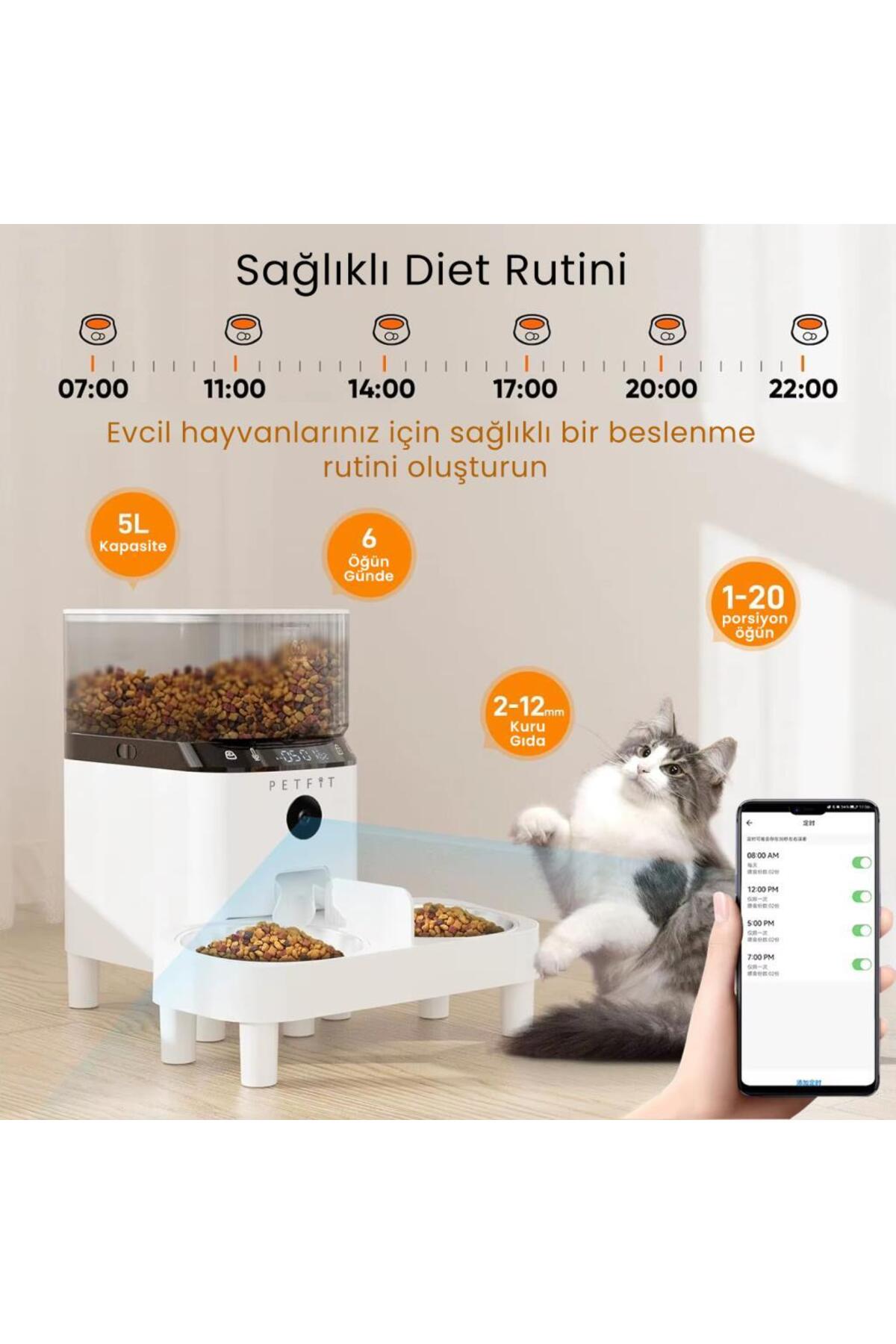 غذادهنده خودکار هوشمند گربه و سگ پت‌فیت Petfit AutoDine X Plus با دوربین Wi-Fi و دو کاسه 5L