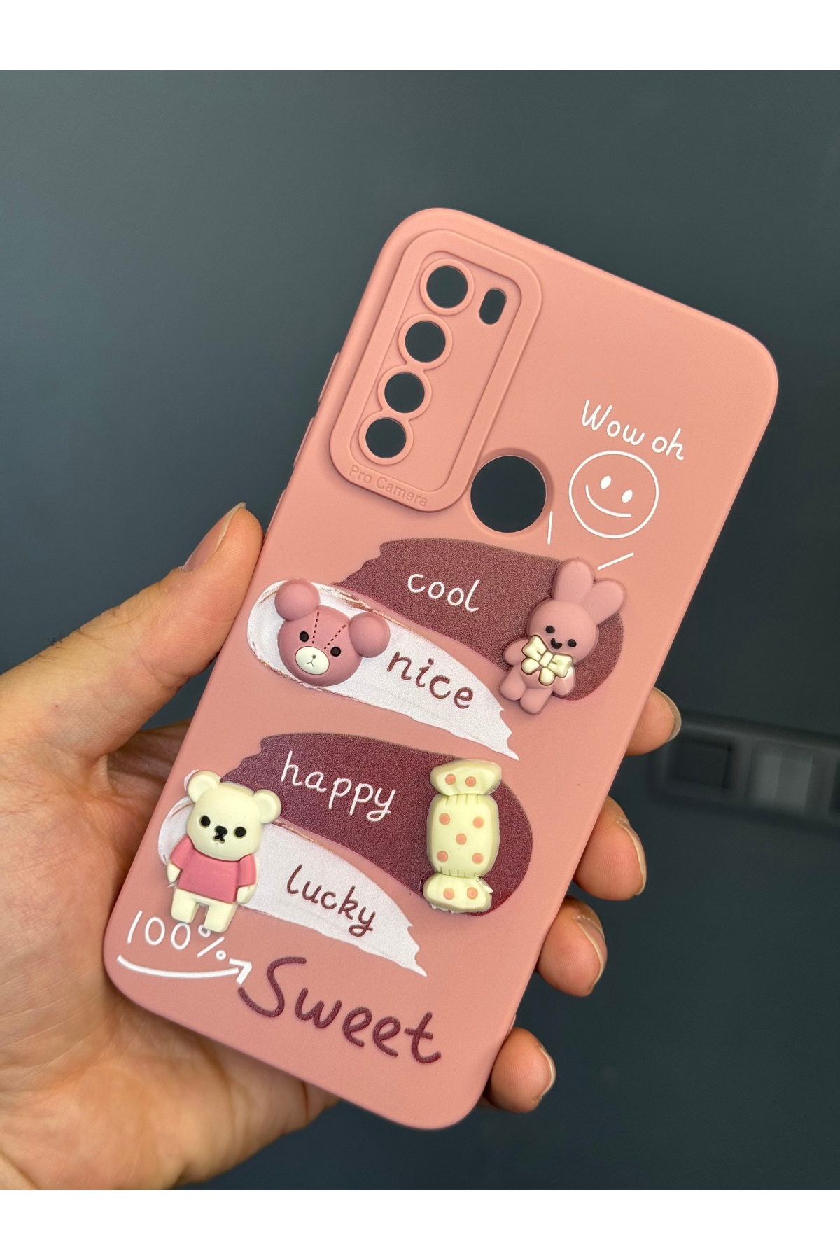 کاور و قاب محافظ ردمی نوت 8 با طرح دوربین طراحی شده پوشش سیلیکونی نرم RABBIT PINK فیبکس Fibaks