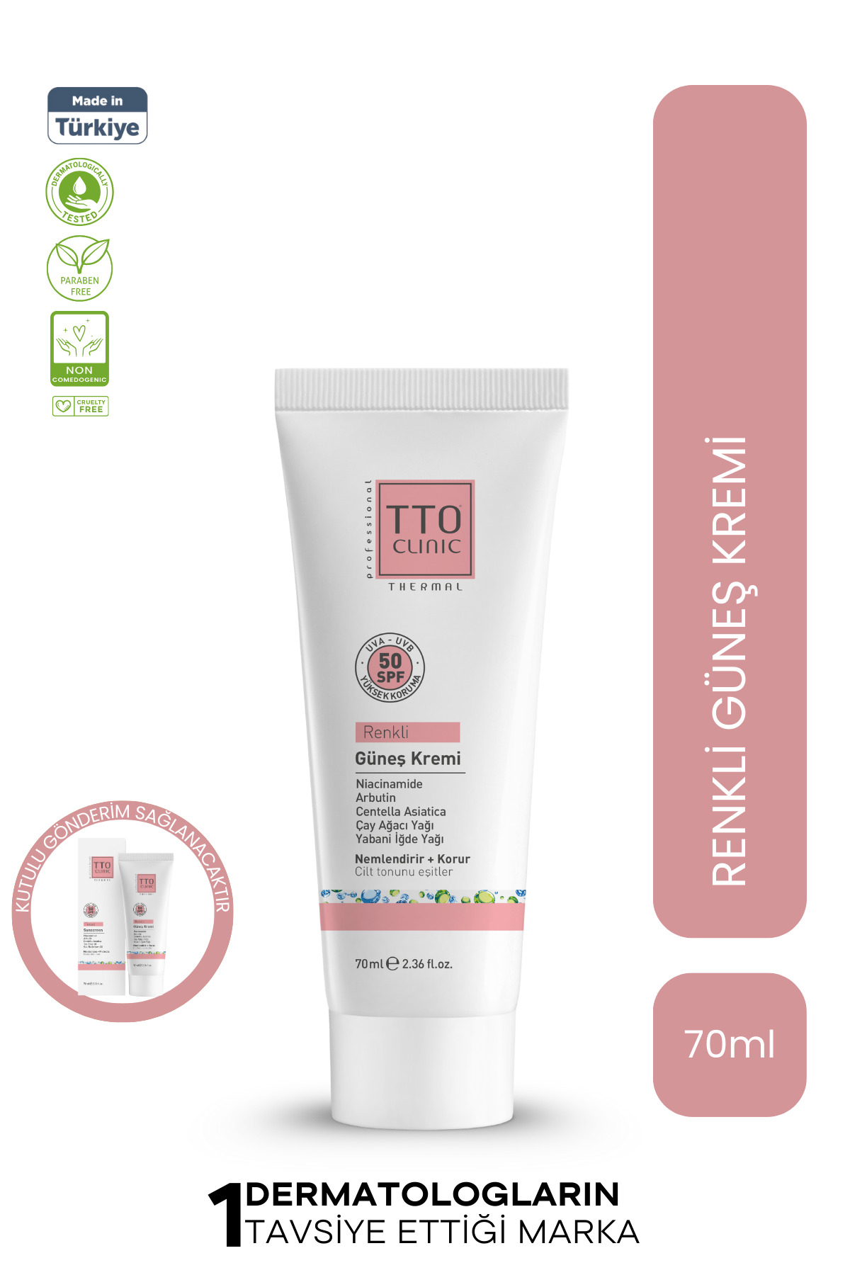 کرم ضد آفتاب صورت رنگی کلینیک 50 SPF 70 ML Tto
