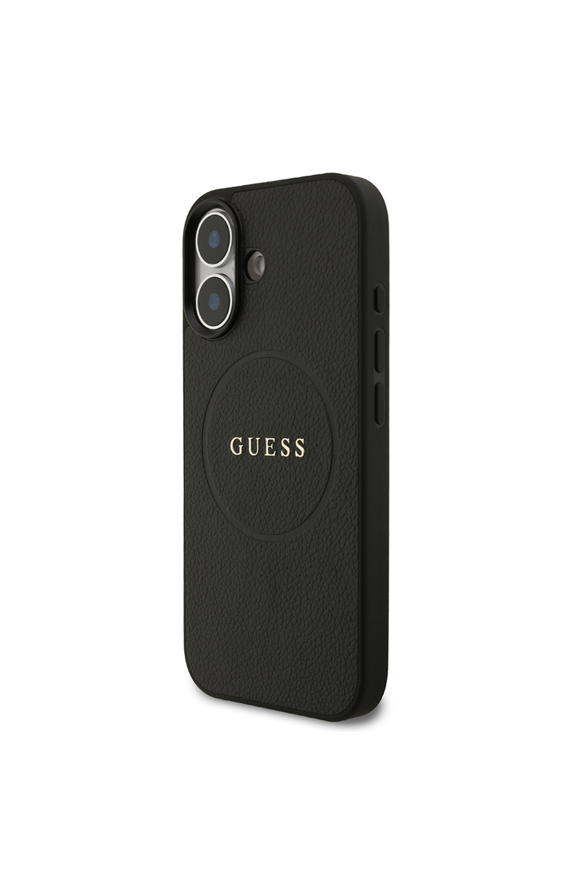 کاور و قاب سازگار با IPHONE 17 اصل دارای مجوز شارژ M SAFE پوشش چرمی PU لوگوی متنی مشکی اورجینال Guess