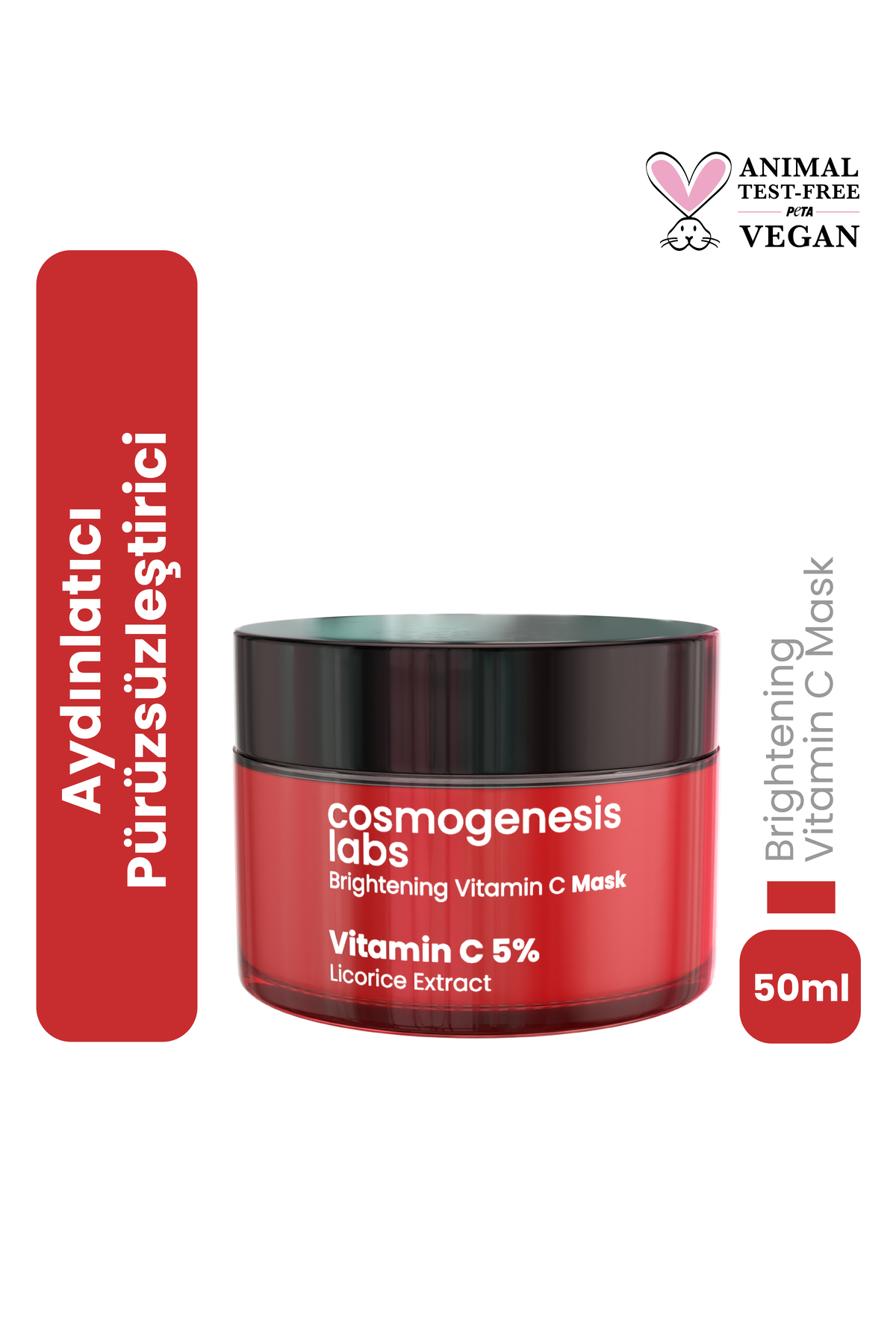 ماسک صورت 5 ٪ کرم ویتامین C 50 میل روشنایی شستشو داده های حذف کننده تسویه حساب وگان Cosmogenesis Labs