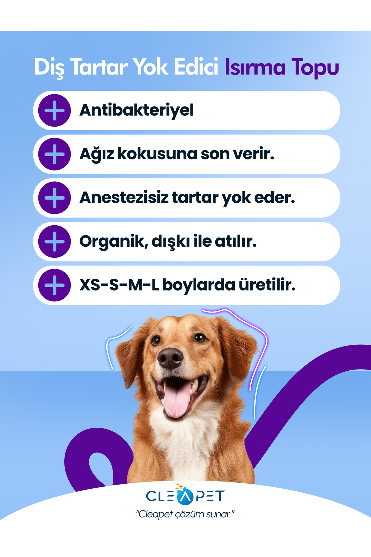 توپ جویدنی دندان گربه و سگ کلی‌پت Cleapet، سایز L با نانو نقره