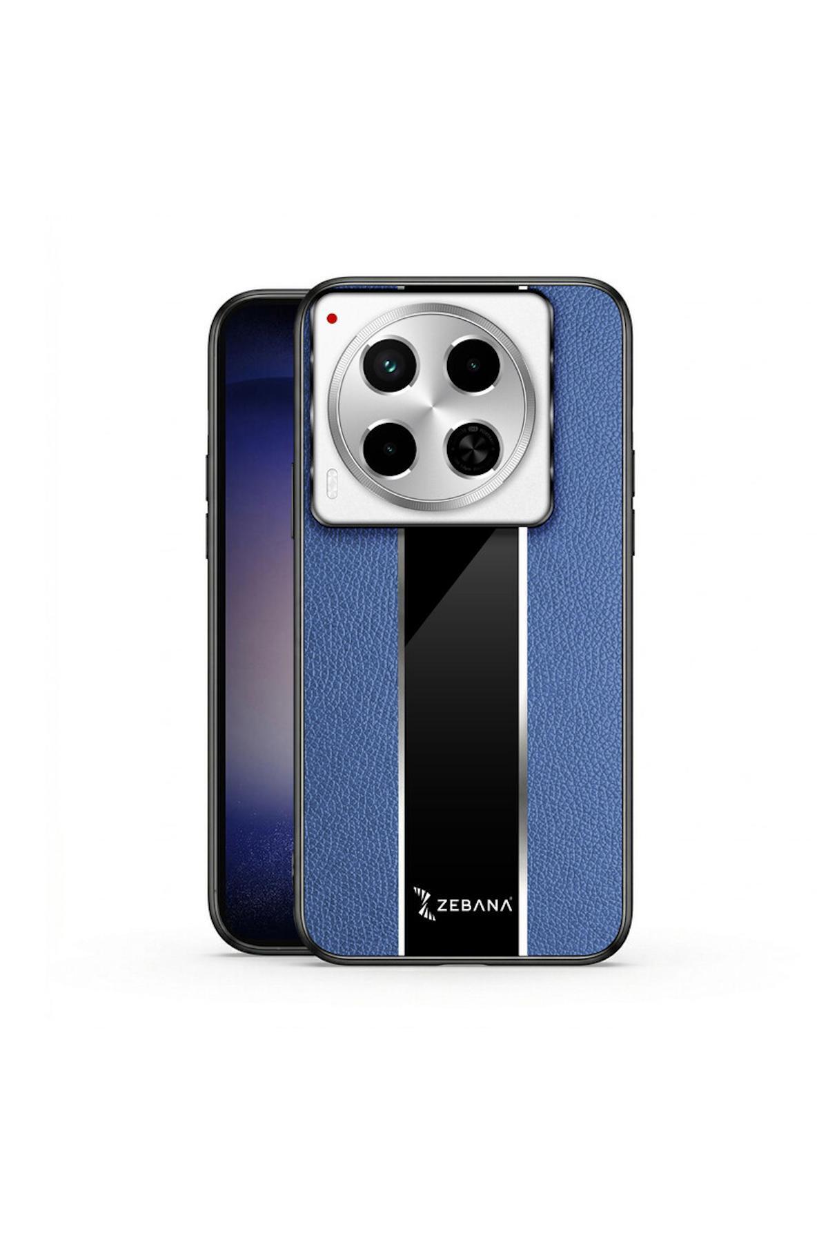 کاور و قاب TECNO CAMON 30 PRO COMPATIBLE CASE چرمی PREMIUM BLUE اورجینال Zebana
