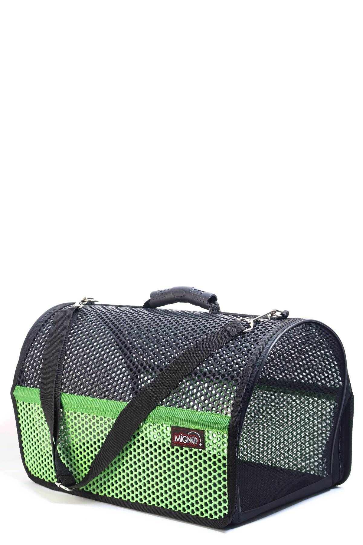 کیف حمل گربه و سگ میگنو Migno مدل FLYBAG Voyager، توری، سبز و مشکی