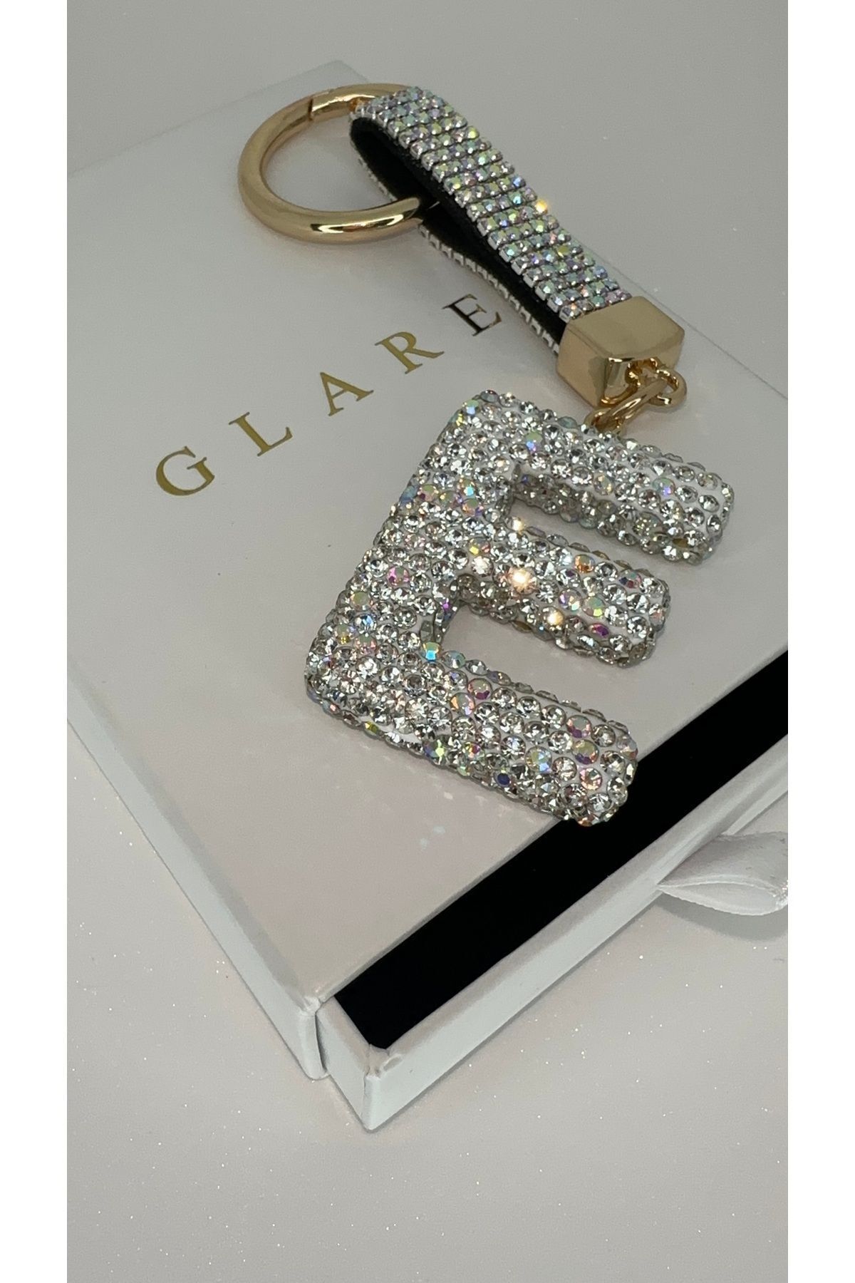 جلیقه کلید جاکلیدی حروف لوکس نقره ای سنگ زیرکن GLARE JEWELRY
