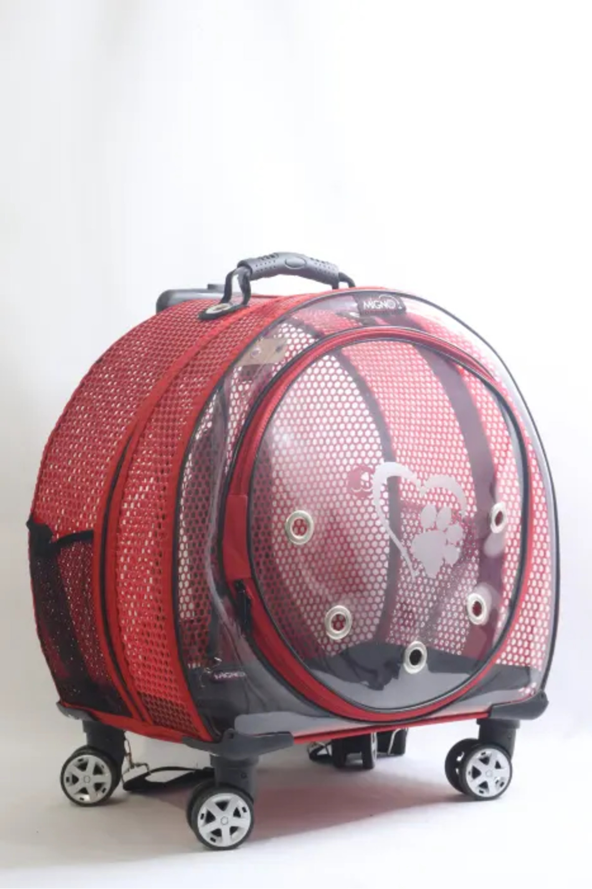کیف حمل چرخ‌دار گربه و سگ میگنو Migno سری GOLD MODEL Jumbo، مدل GJM002، قرمز