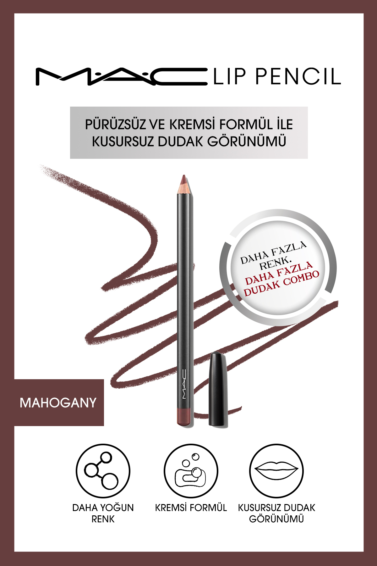 مداد لب Lip Pencil مدل MAHOGANY قهوه ای مایل به قرمز شدید حجم 1.45 میل مک MAC