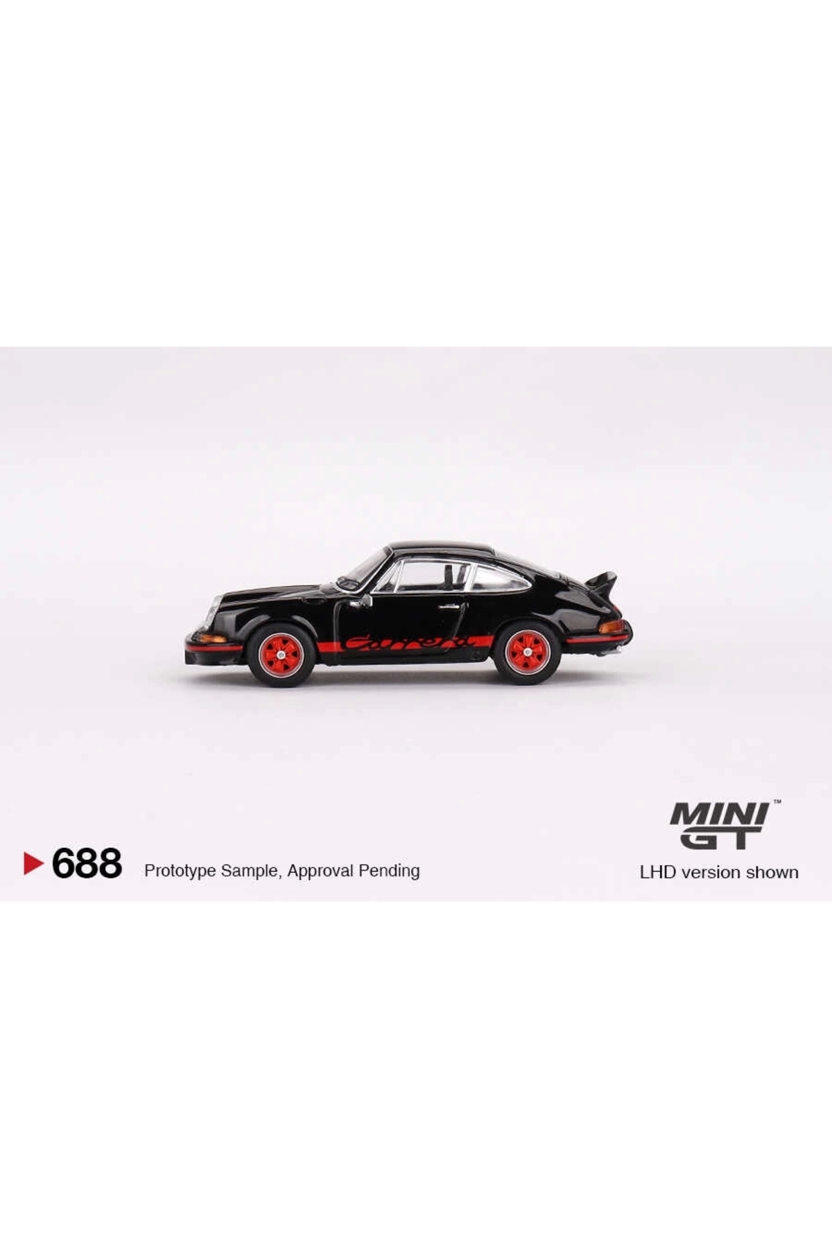 مدل خودرو 688 PORSCHE 911 RS 2.7 مشکی WITH RED LIVERY LHD ماشین اورجینال mini gt