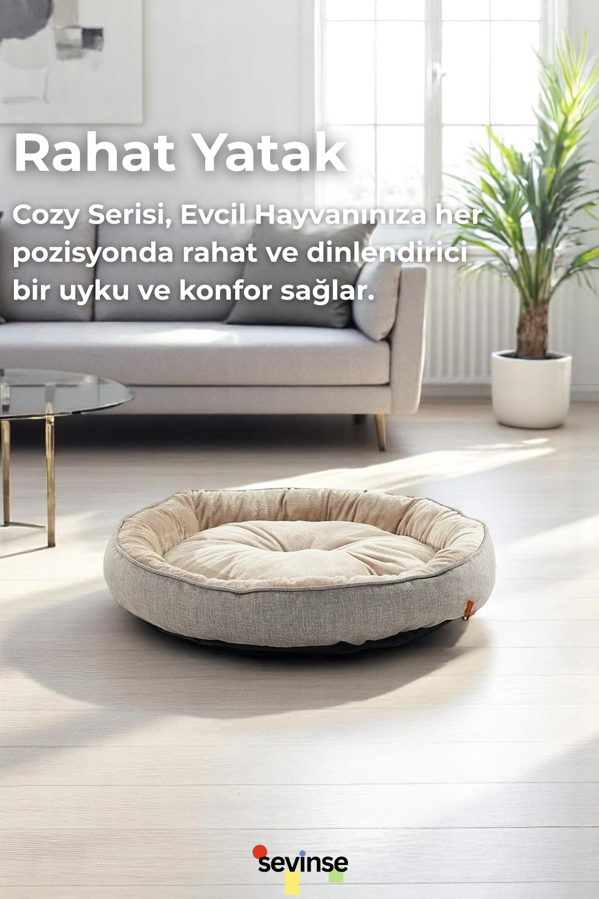 تخت نرم گربه و سگ COZY، بژ، سوینسه هوم Sevinse Home