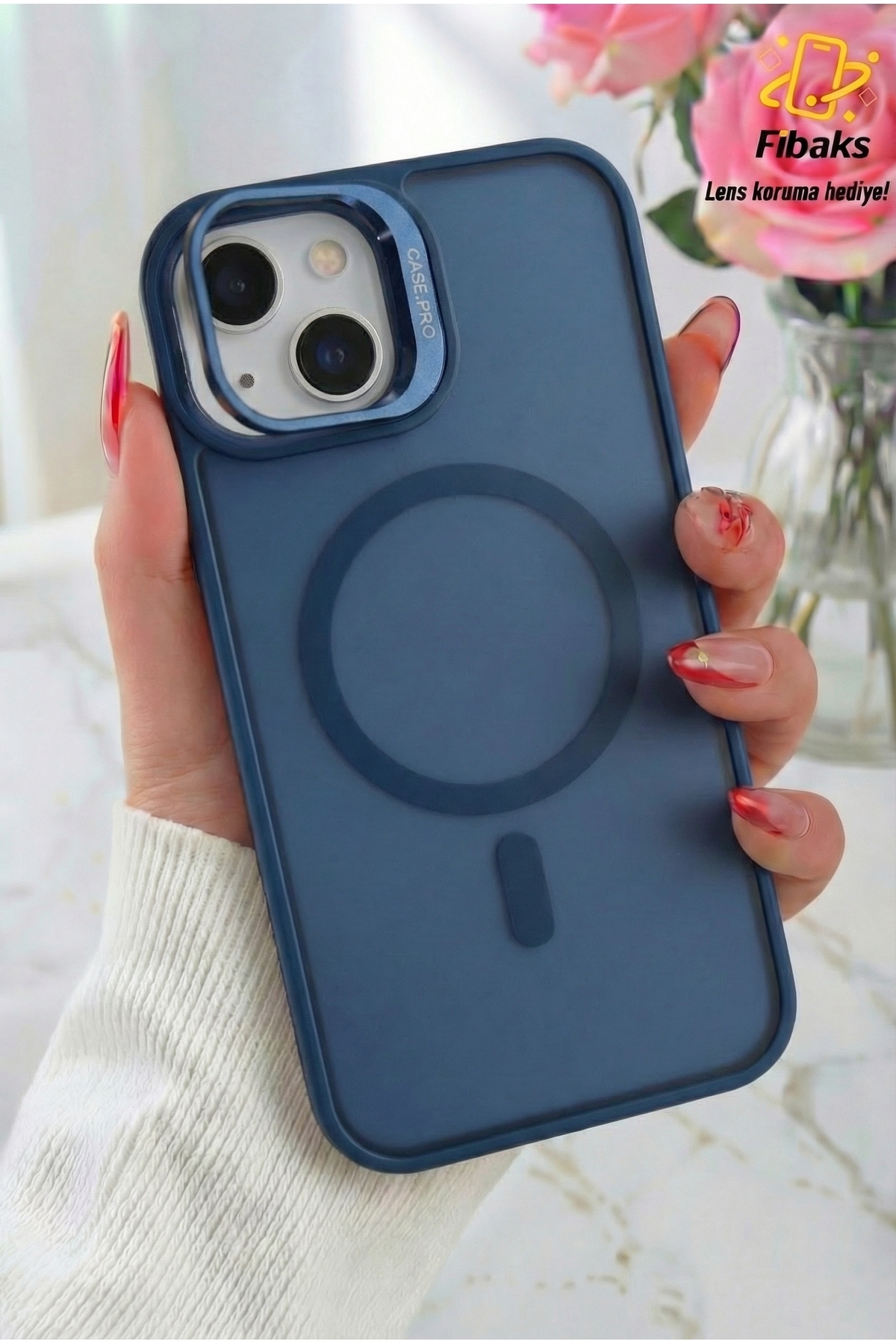 کاور و قاب هدیه APPLE IPHONE 13 CASE با پایه مات MAGSAFE WONK COVER دکمه فلزی لنز دوربین فیبکس Fibaks