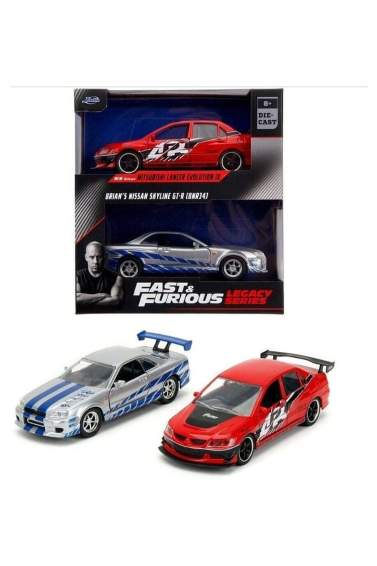 ماشین اسباب بازی JADA 1 32 سریع و خشمگین 2 مجموعه NISSAN SKYLINE R34 MITSUBISHI LANCER EVO هات ویلز اورجینال HOT WHEELS