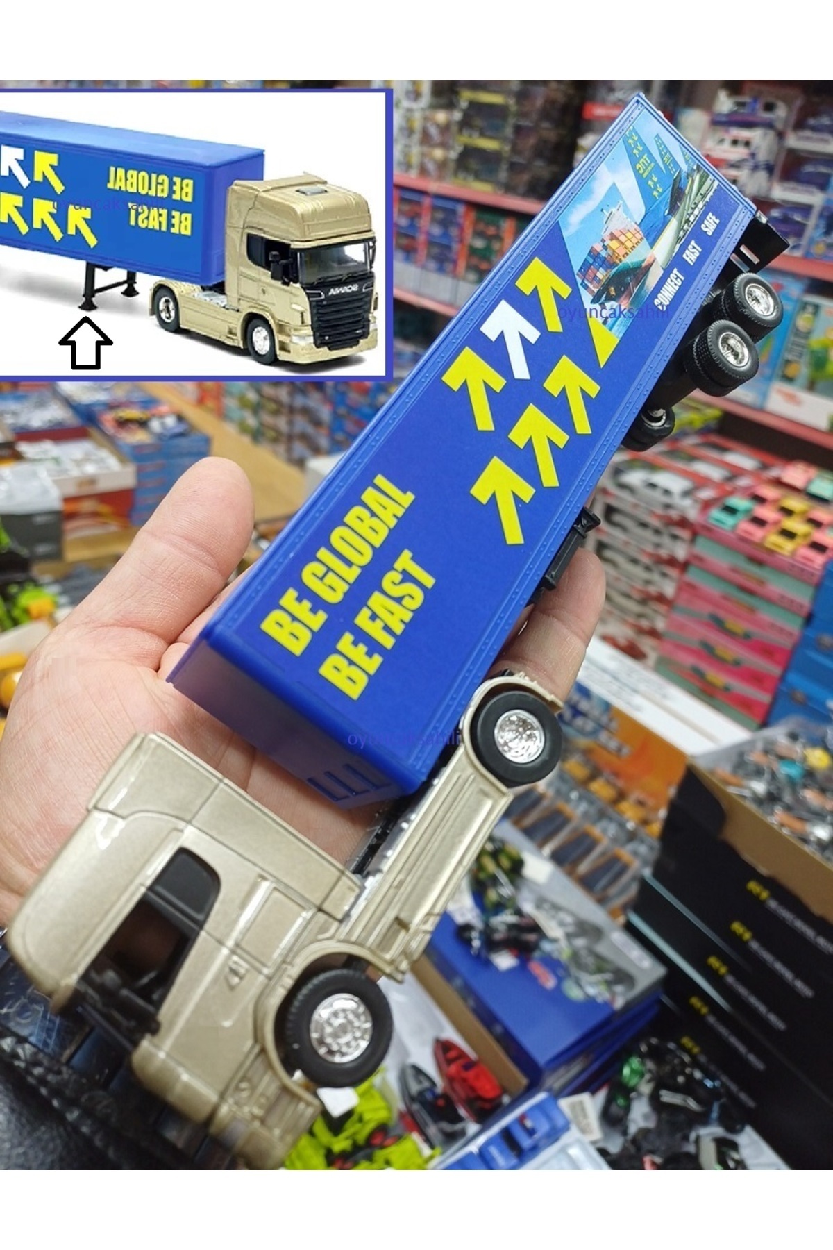 مدل خودرو SCANIA METAL DIECAST TIR V8 R730 کانتینر حامل اصلی 1.64 SCALE حمل و نقل جهانی از ترکیه OYUNCAKSAHİLİ