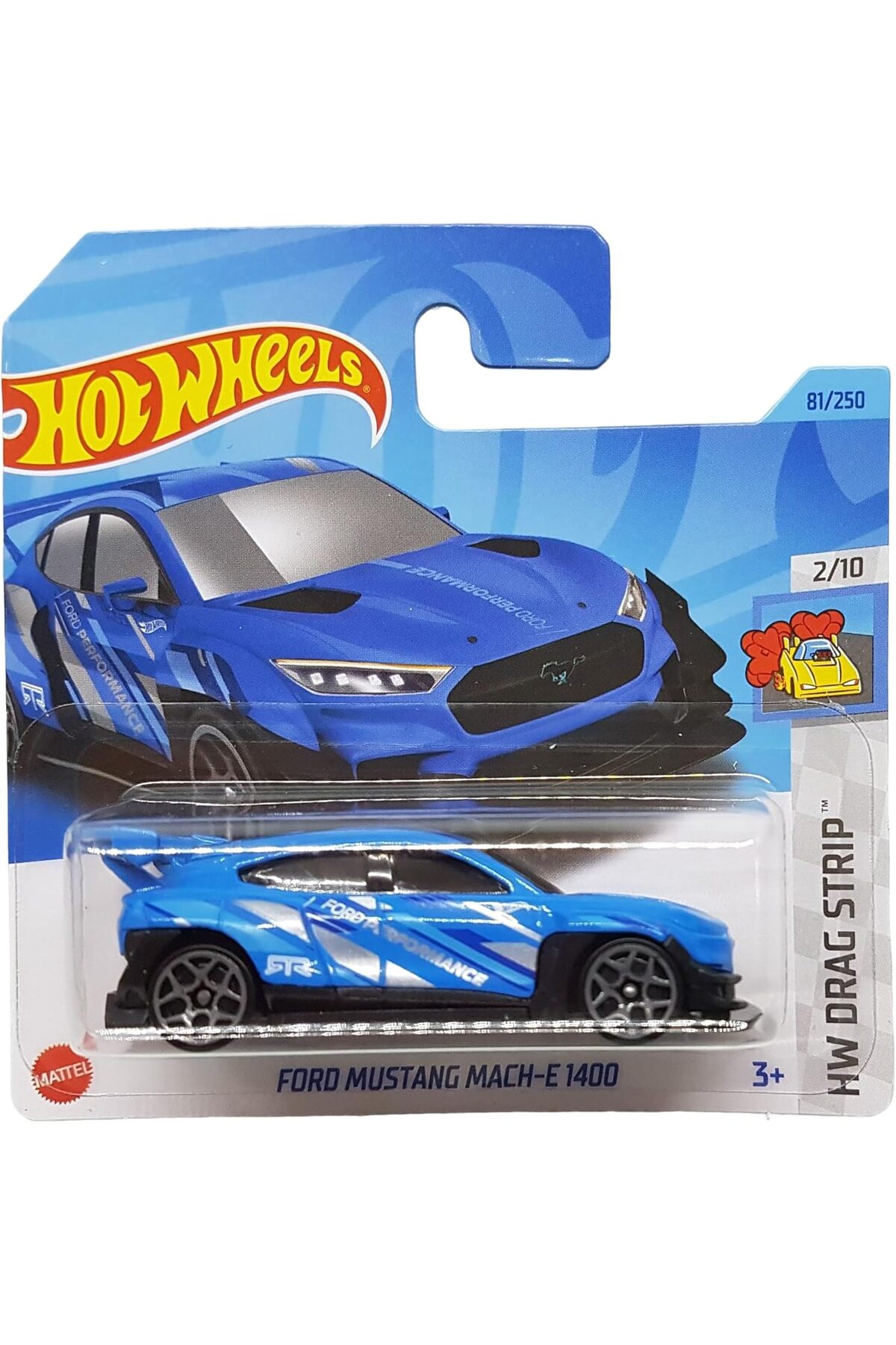 ماشین اسباب بازی FORD MUSTANG MACH E 1400 HW DRAG STRIP 2 10 HKK02 کارت کوتاه آبی 2023 هات ویلز اورجینال HOT WHEELS