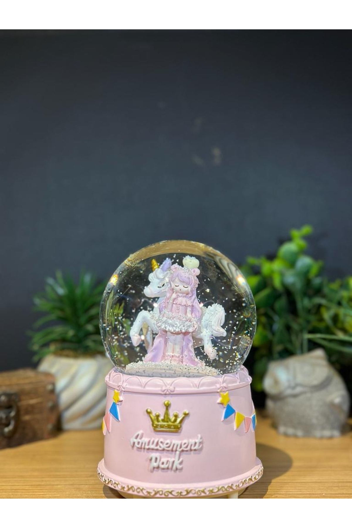 گوی برفی SNOW GLOBE با باتری سایز بزرگ فرشته اسب چراغ ها موسیقی و برف پاشی از ترکیه Lapidaria