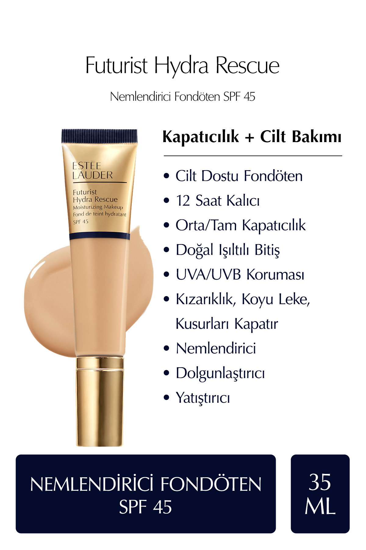 هیدراته کننده FUTURIST SPF 45 با پایه مواد مرطوب 35 میلی لیتر رنگ: 3W1 تانی استی لادر Estee Lauder