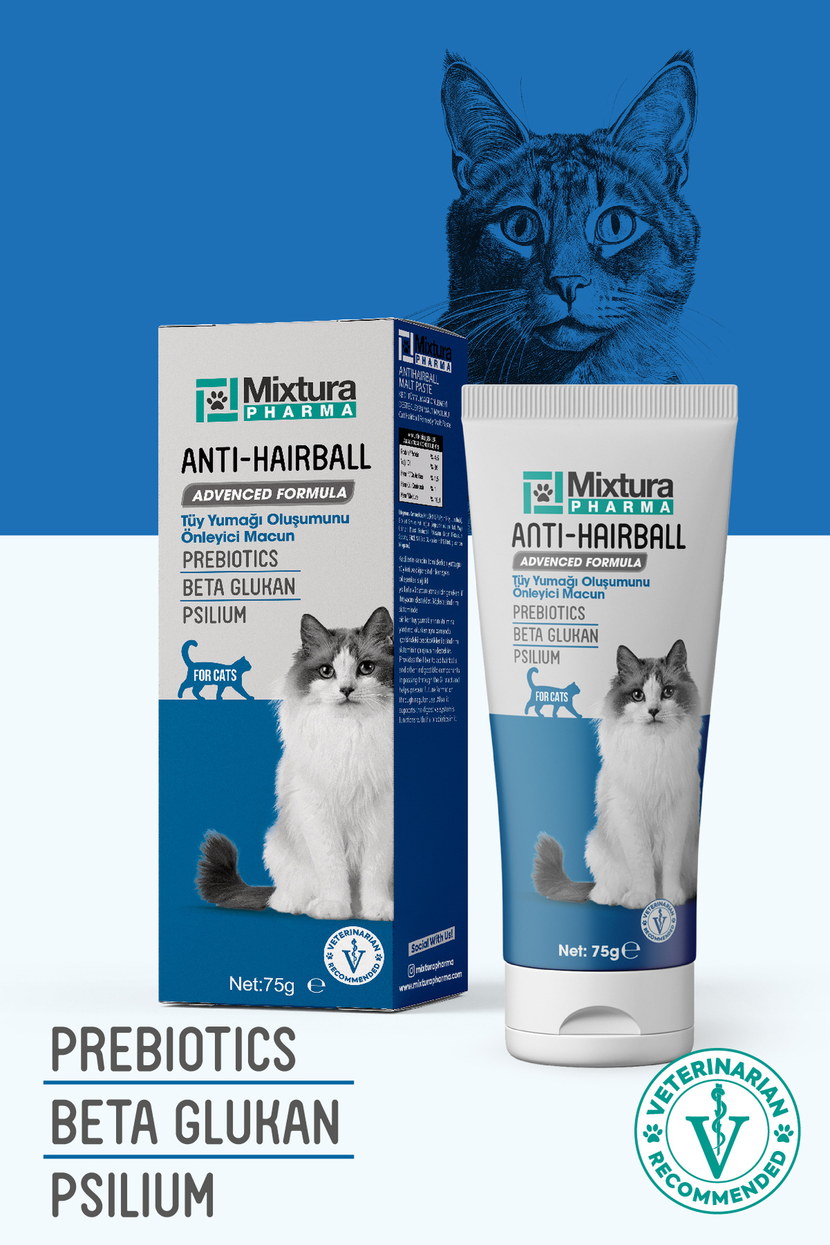 خمیر مالت گربه ضد گلوله مو میکسچورا فارما Mixtura Pharma مدل MT1000