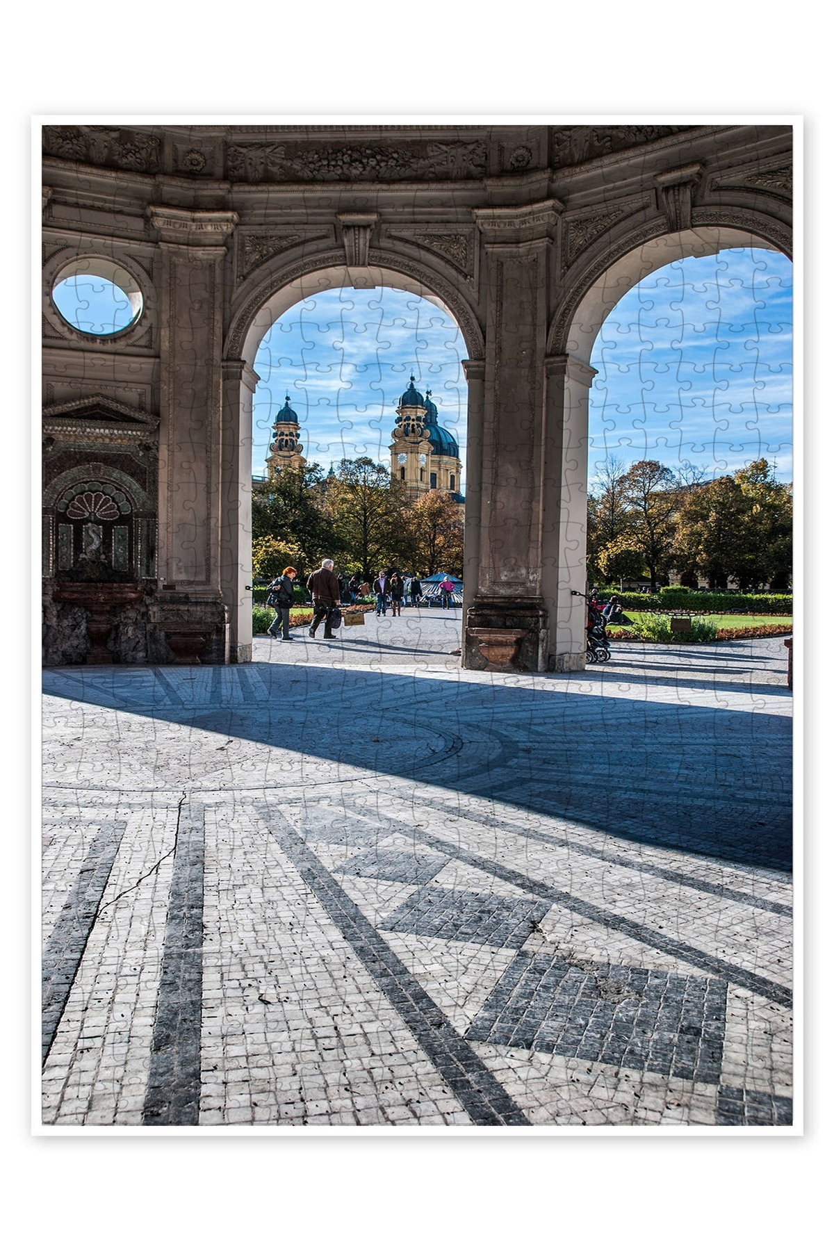 پازل HOFGARTEN در مونیخ 500 قطعه اره منبت کاری مویی شهر منظره سرگرمی مضمون از ترکیه Jeronkarji