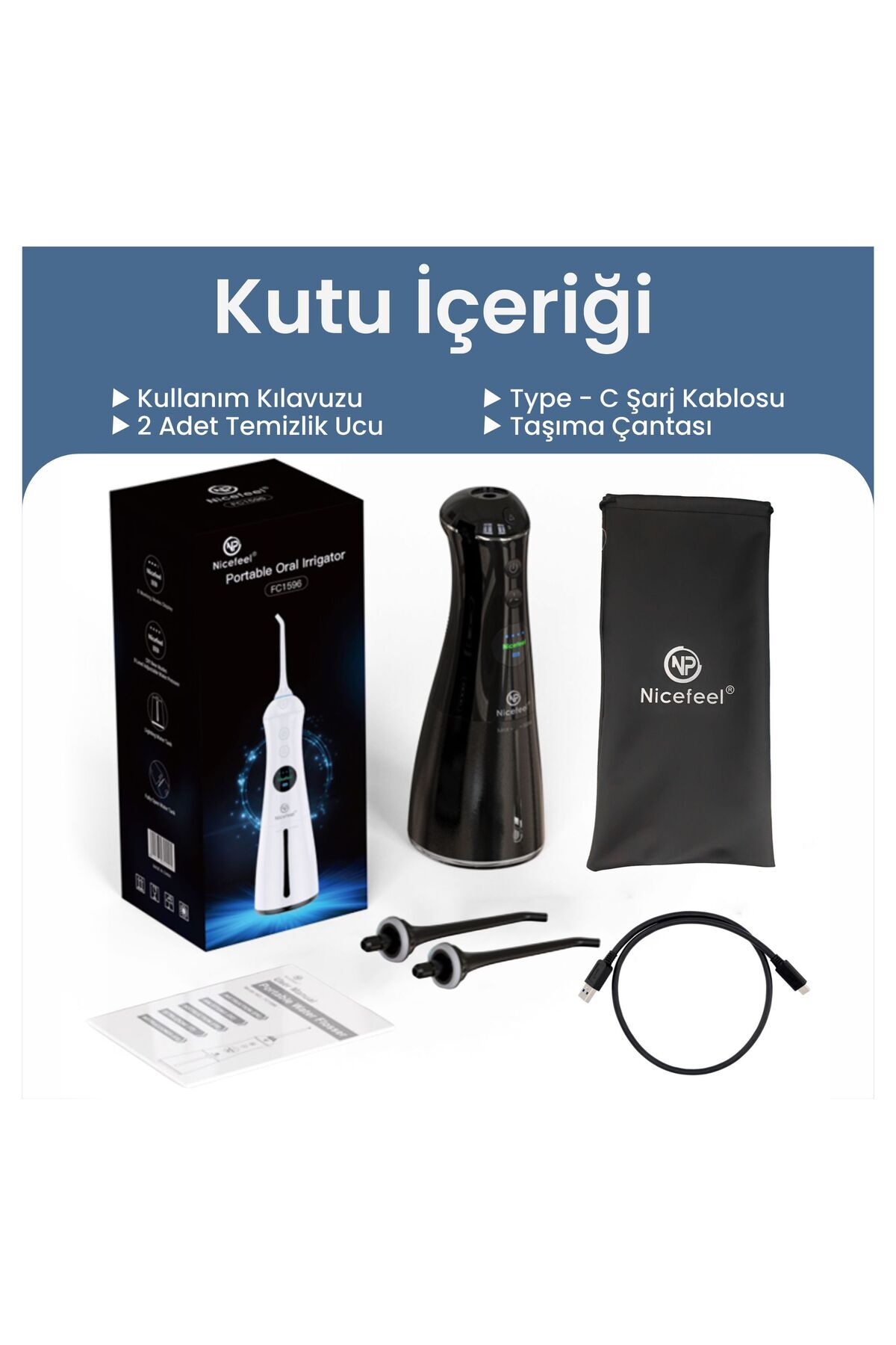 مسواک شارژی تمیز کردن کامل دهان NICEFEEL FC1596 قابل حمل شارژ ماساژ داده شده بریس پروتز CARE PROFESSIONAL اورجینال NPO
