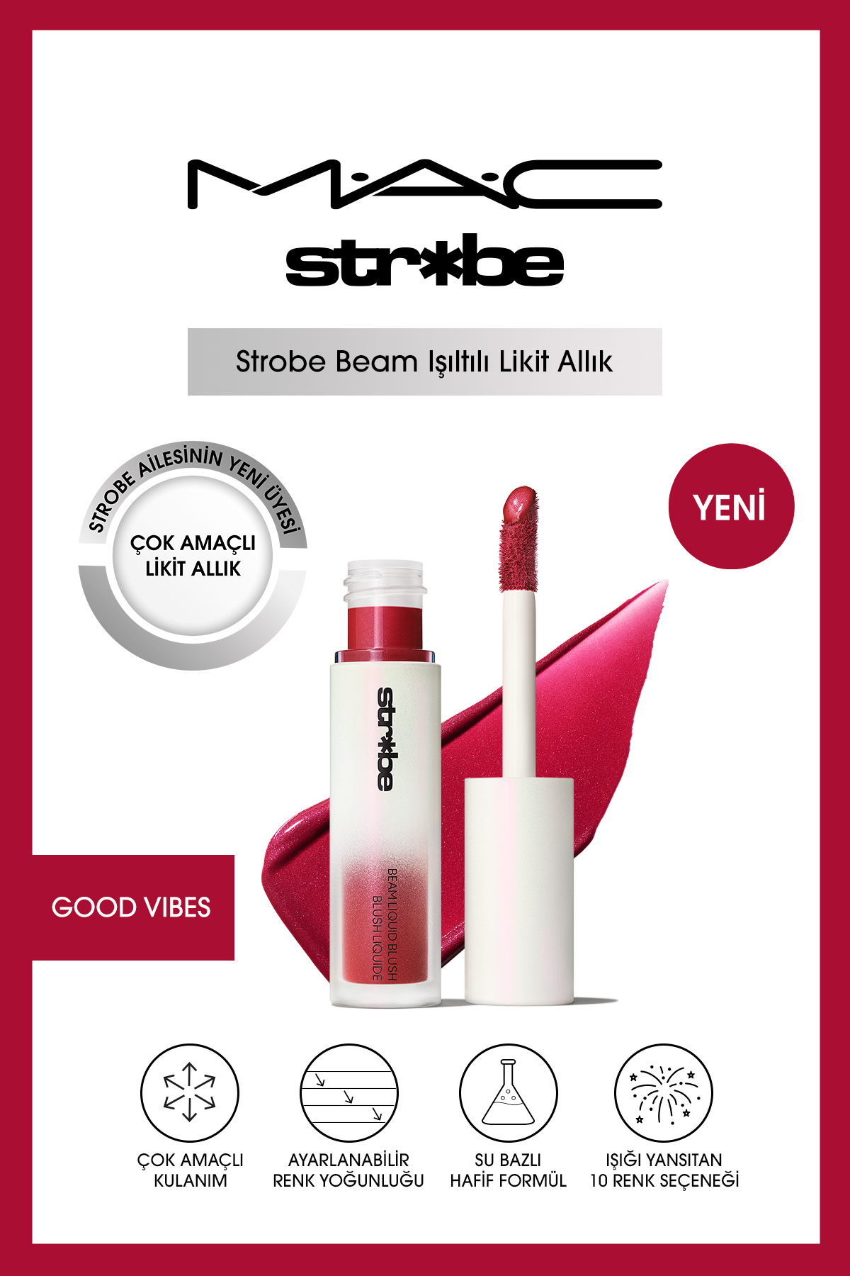 رژگونه براق استروب مایع چند منظوره VIBES خوب 4.3 میل Mac