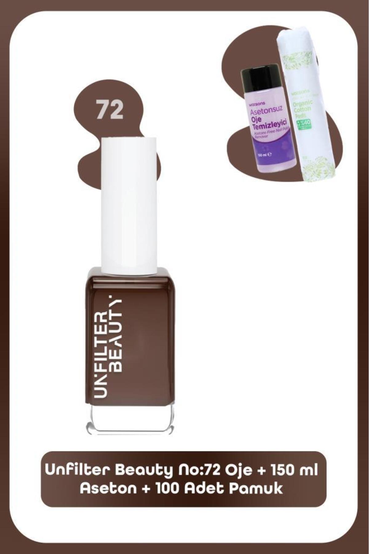 ست لاک ناخن آنفیلتر بیوتی Unfilter Beauty No:72 با استون ۱۵۰ میلی‌لیتری و ۱۰۰ عدد پنبه