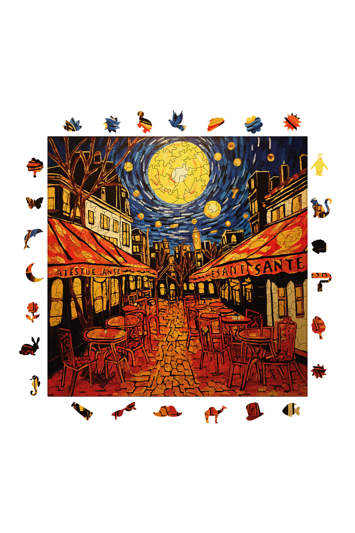 پازل چوبی شب پرستاره ون گوگ در تراس کافه بازتولید 353 قطعه 29X29 سانتی متر از ترکیه WePuzzleUp