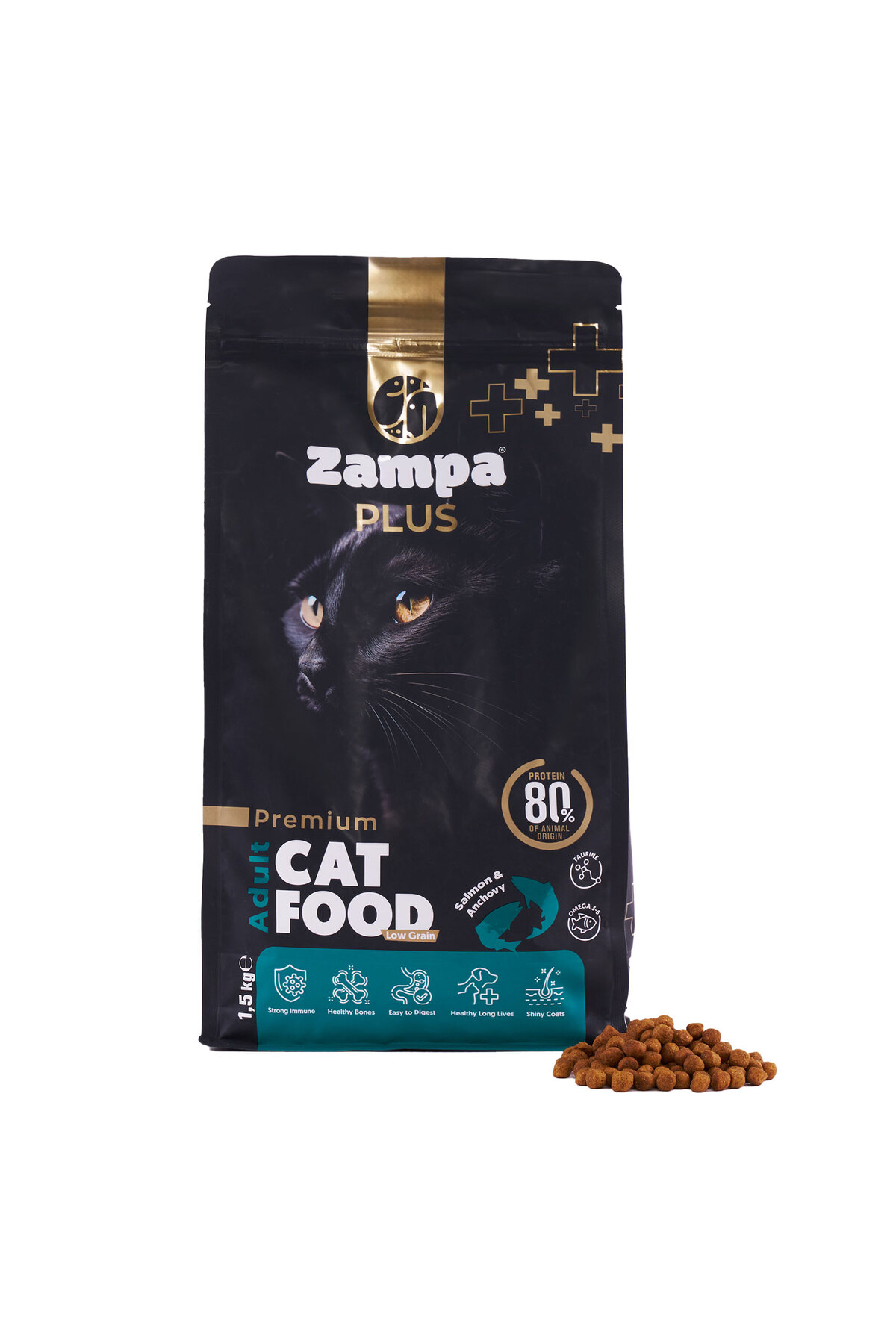 غذای خشک گربه بالغ زامپا Zampa Plus Premium با طعم سالمون، ۱٫۵ کیلوگرم 1,5kg