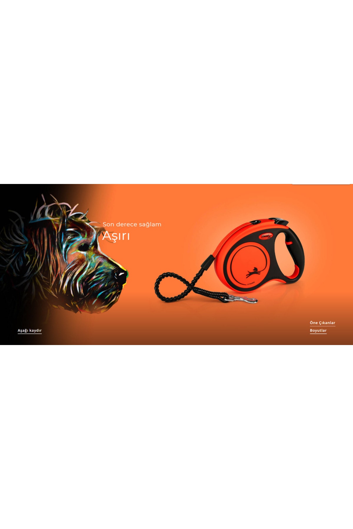 قلاده پیاده‌روی نواری جمع‌شونده سگ فلکسی Flexi XTREME، نارنجی