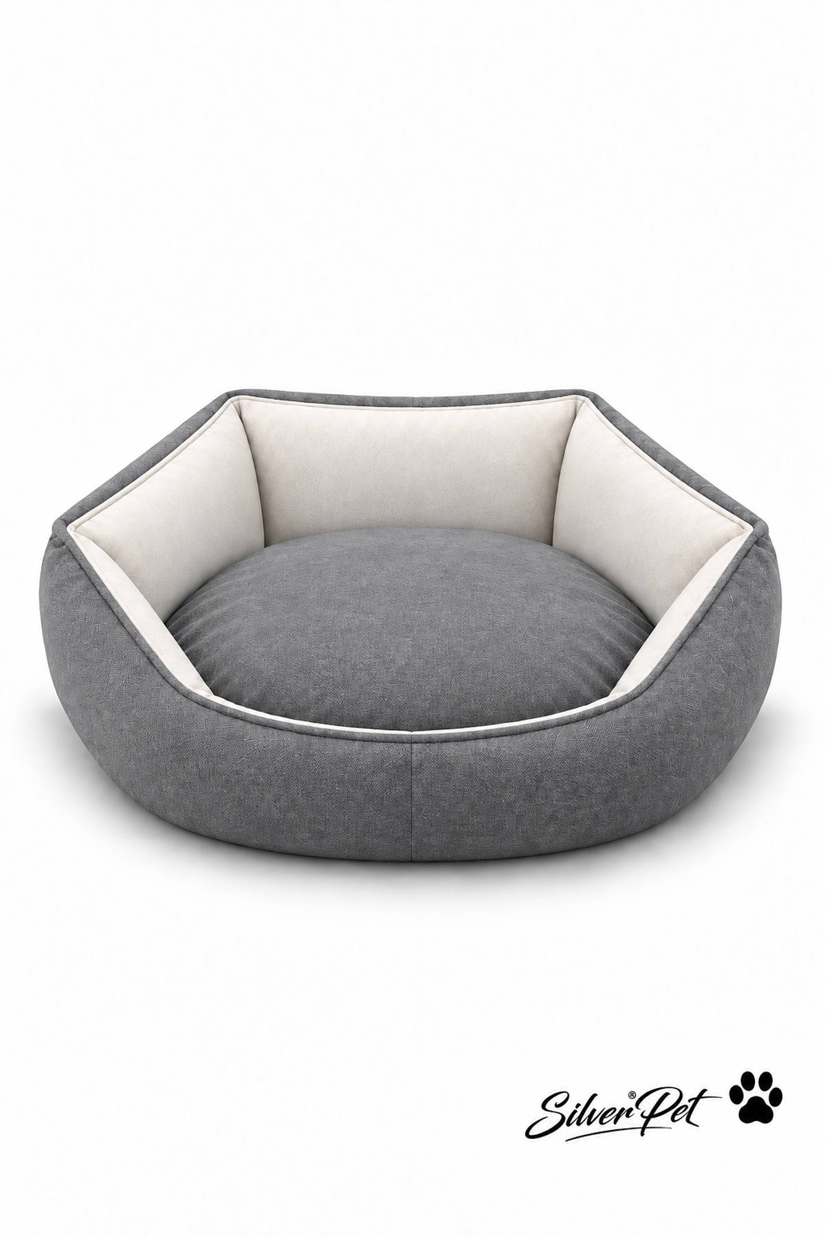 جای خواب حلقه‌ای گربه و سگ سیلور پت Silver Pet، سری Milano، پارچه قابل‌پاک‌کردن خاکستری