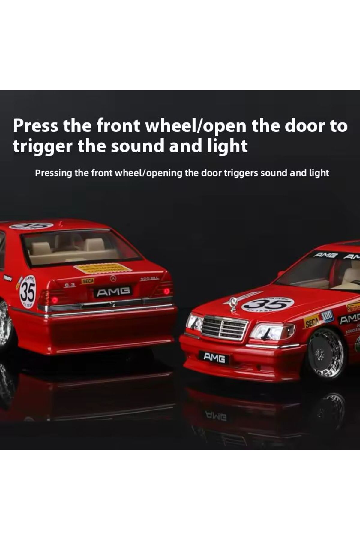 مدل خودرو مرسدس بنز 300 SEL ماشین قرمز W140 AMG 6.3 320SEL DIECAST با صدا و نور اورجینال scntoys